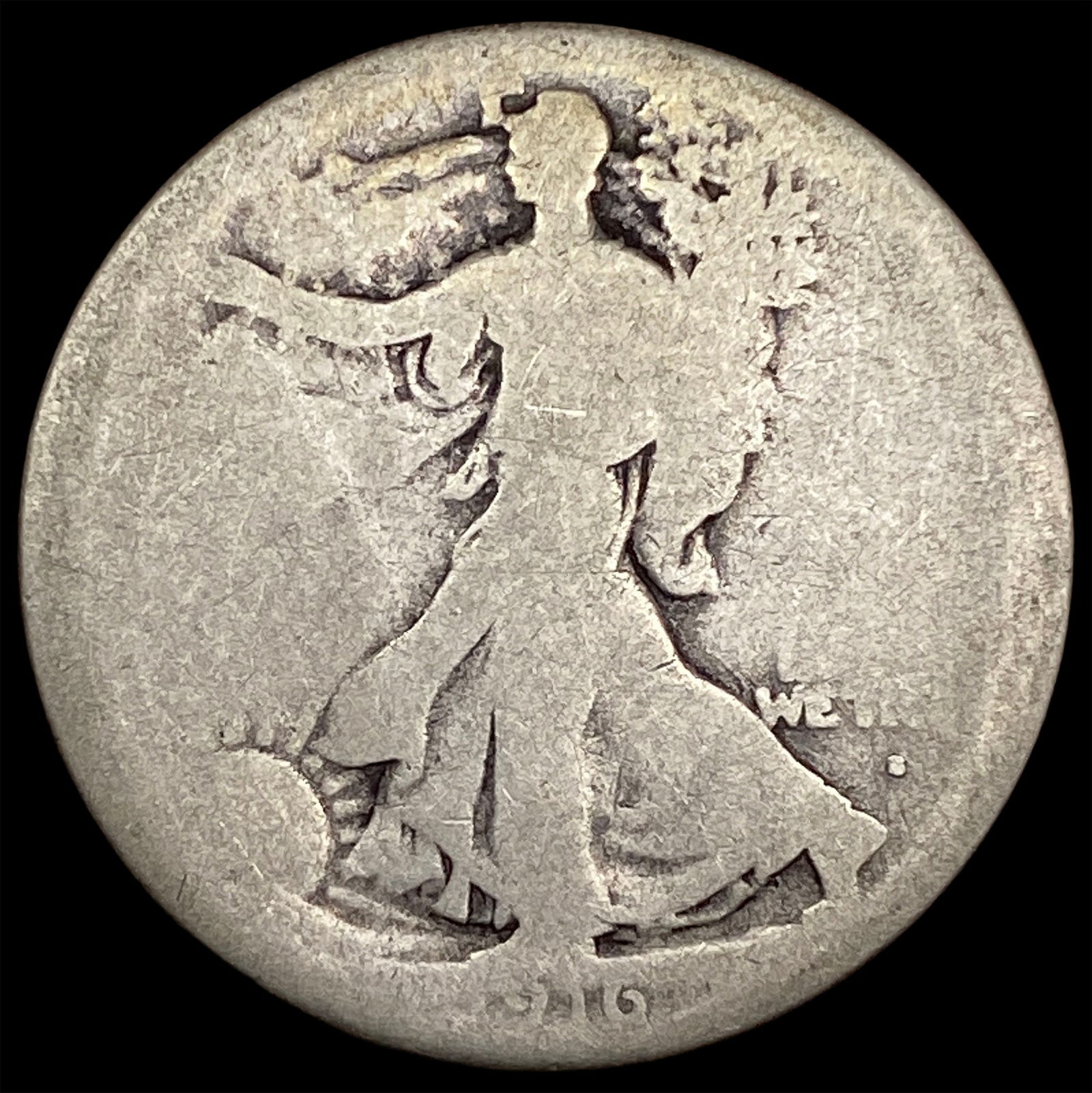 1916-S Silver Walking Liberty Half Dollar NICELY CIRCULATED: 1916-S Silver Walking Liberty Half Dollar NICELY CIRCULATED