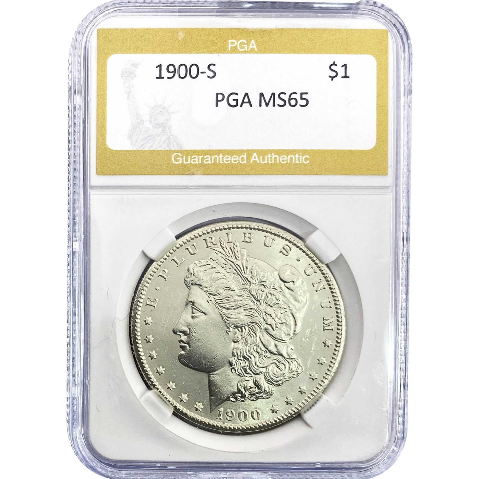 1900-S Morgan Silver Dollar PGA MS65: 1900-S Morgan Silver Dollar PGA MS65