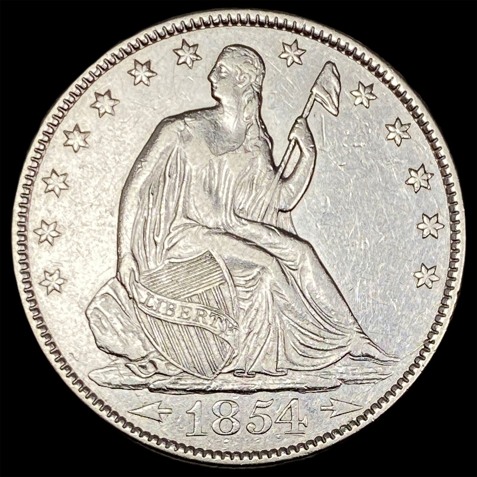 1854-O Silver Half Dollar (Seated Liberty) CLOSELY UNCIRCULATED (1 of 2)