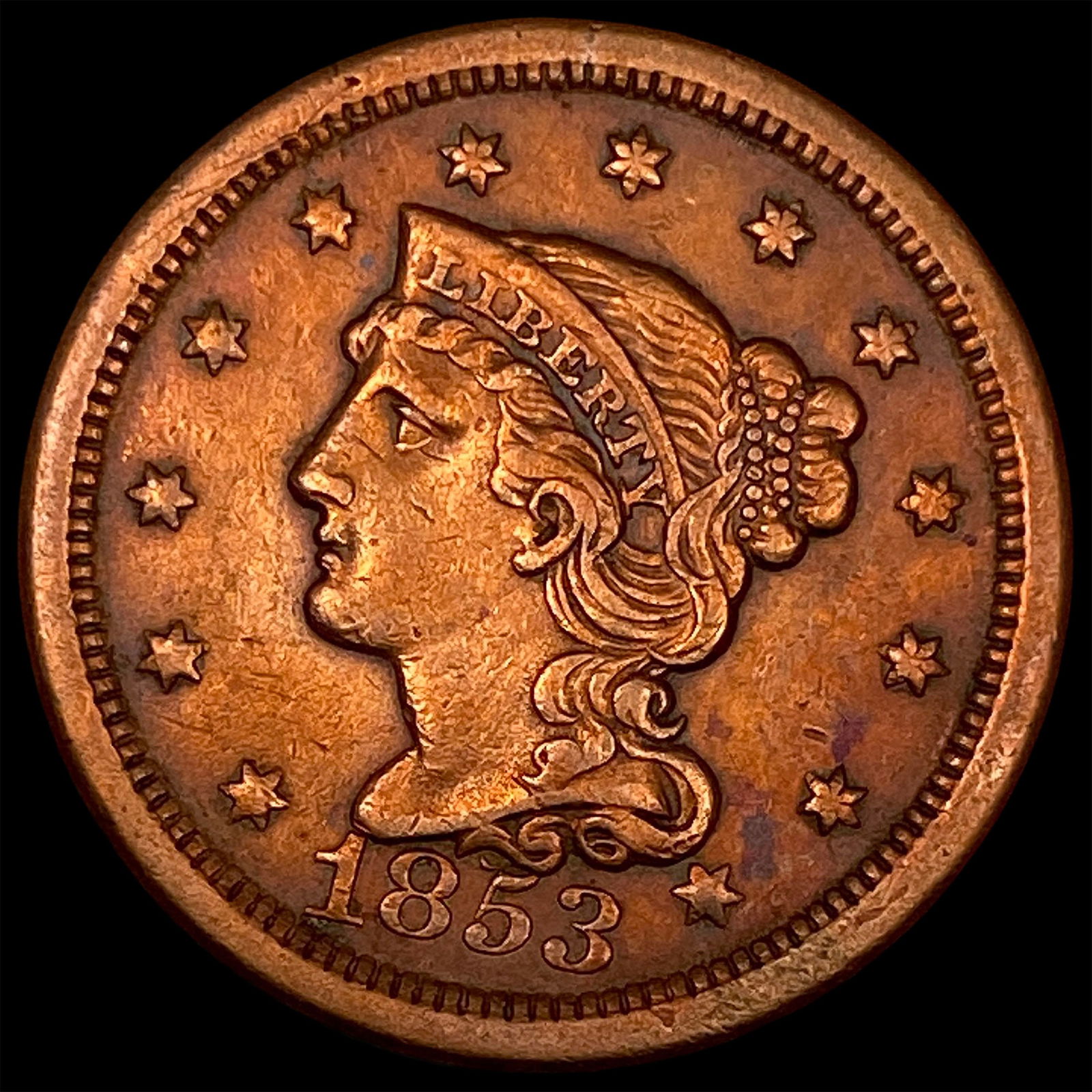 1853 Braided Hair Large Cent UNCIRCULATED (1 of 2)