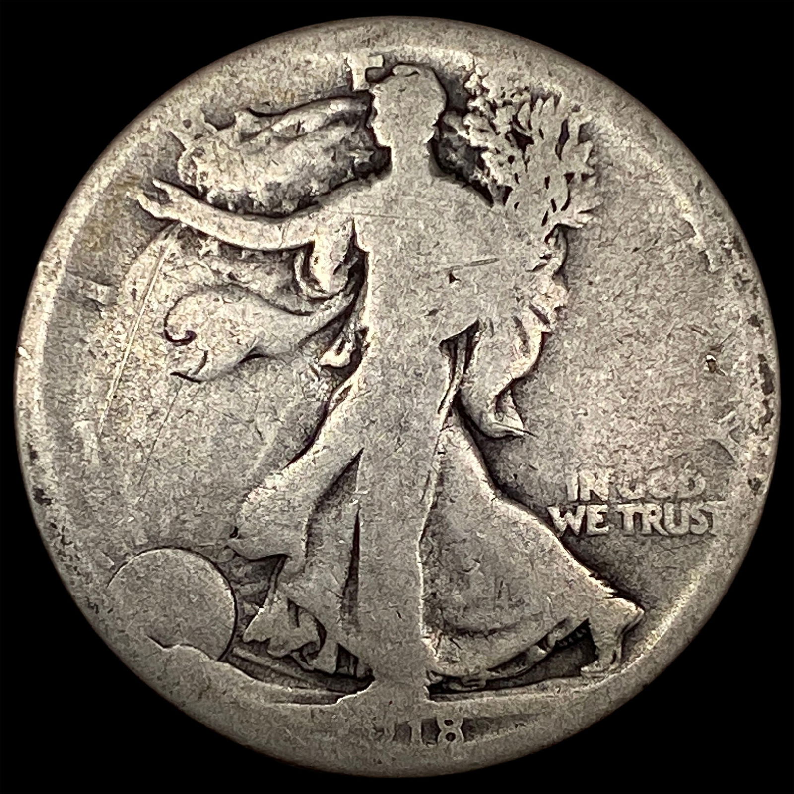 1918-S Silver Walking Liberty Half Dollar NICELY CIRCULATED (1 of 2)