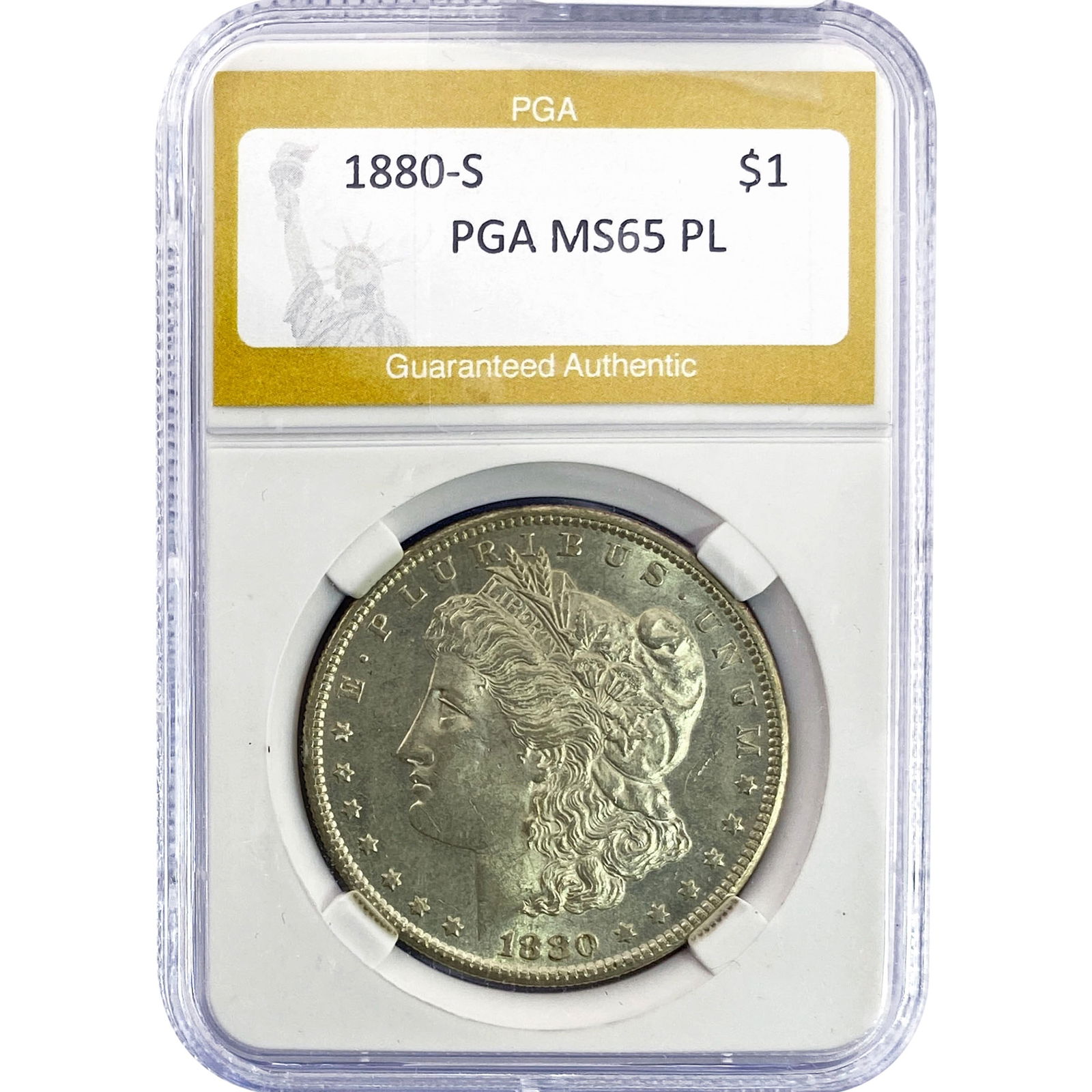 1880-S Morgan Silver Dollar PGA MS65 PL: 1880-S Morgan Silver Dollar PGA MS65 PL