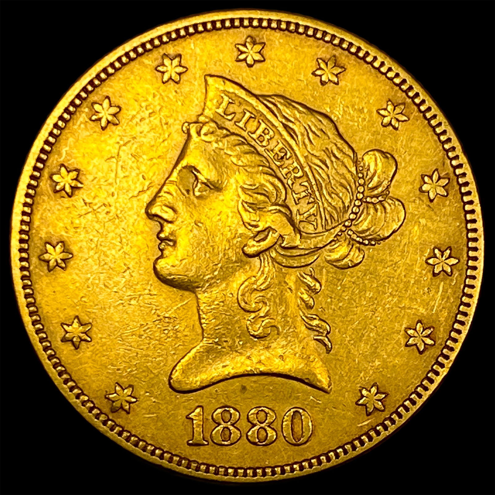 1880 $10 Liberty Head Eagle CLOSELY UNCIRCULATED (1 of 2)