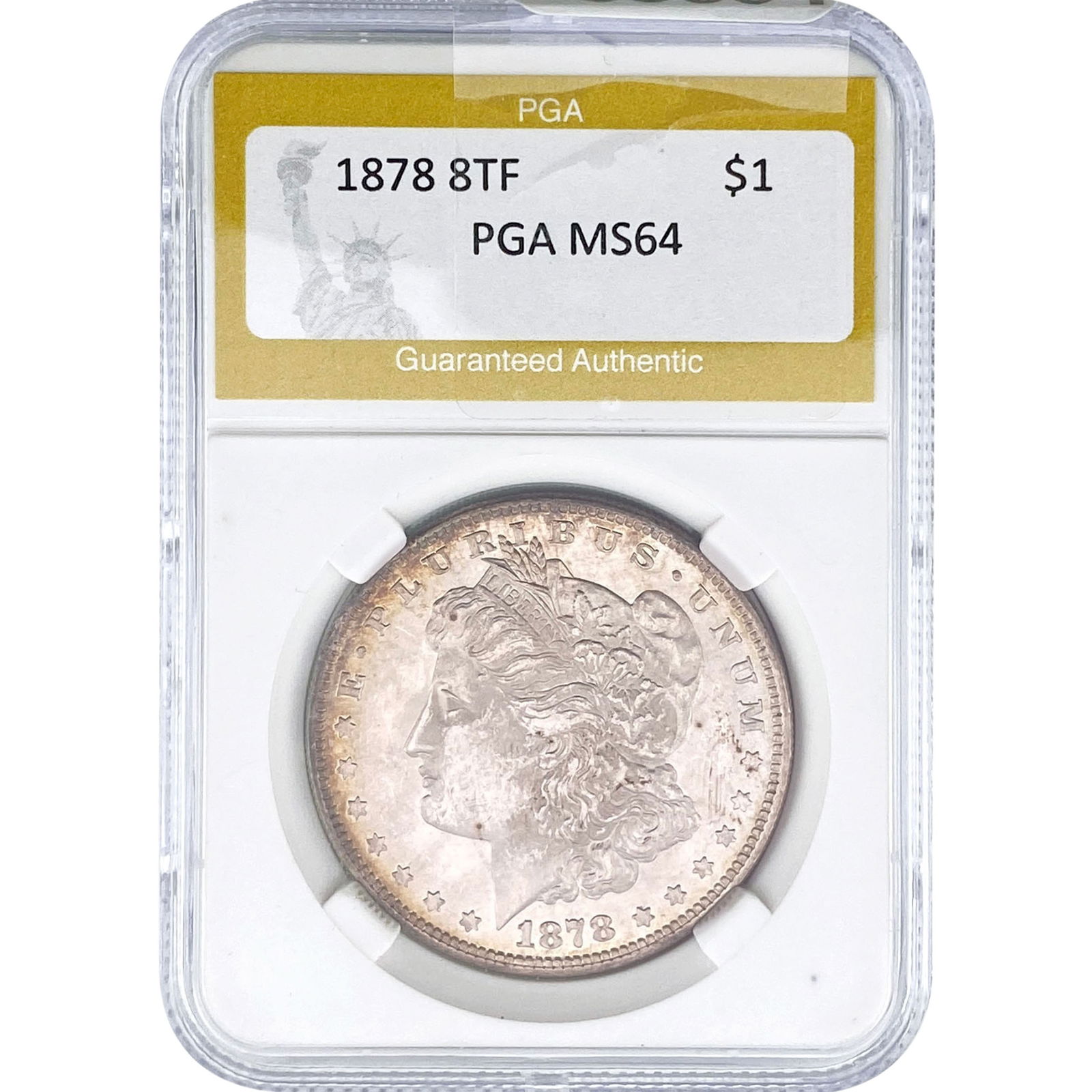1878 8TF Morgan Silver Dollar PGA MS64: 1878 8TF Morgan Silver Dollar PGA MS64