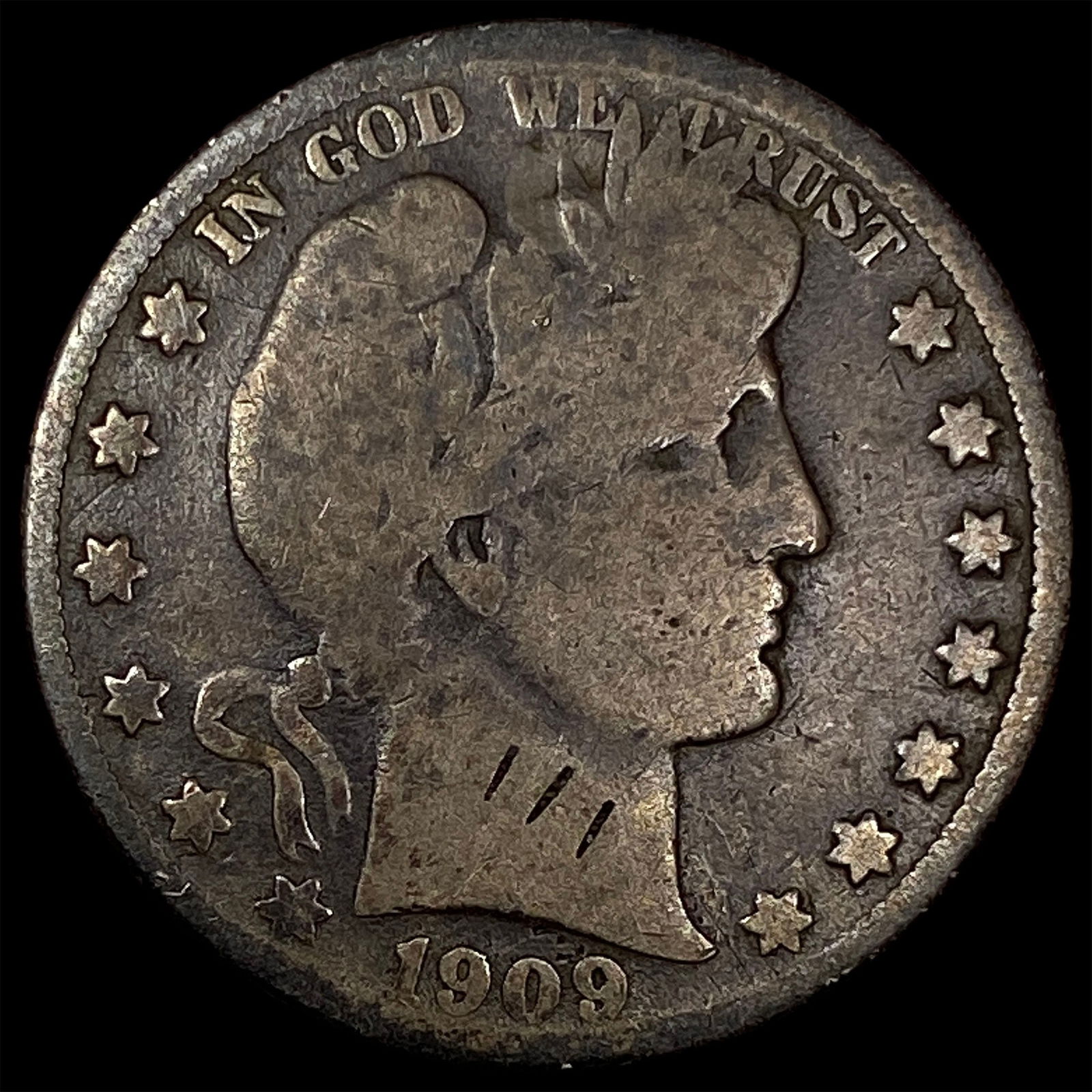 1909-S Silver Barber Half Dollar NICELY CIRCULATED (1 of 2)