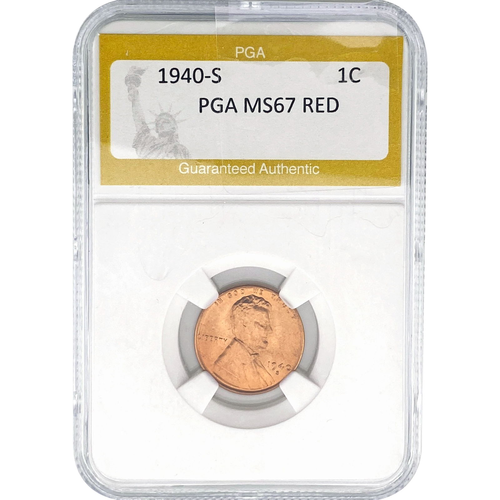 1940-S Wheat Cent PGA MS67 RED: 1940-S Wheat Cent PGA MS67 RED