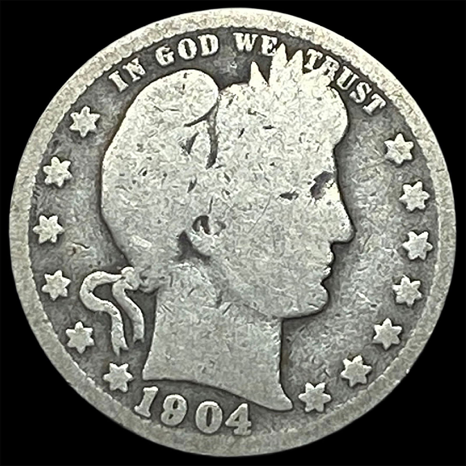 1904 Barber Quarter NICELY CIRCULATED: 1904 Barber Quarter NICELY CIRCULATED