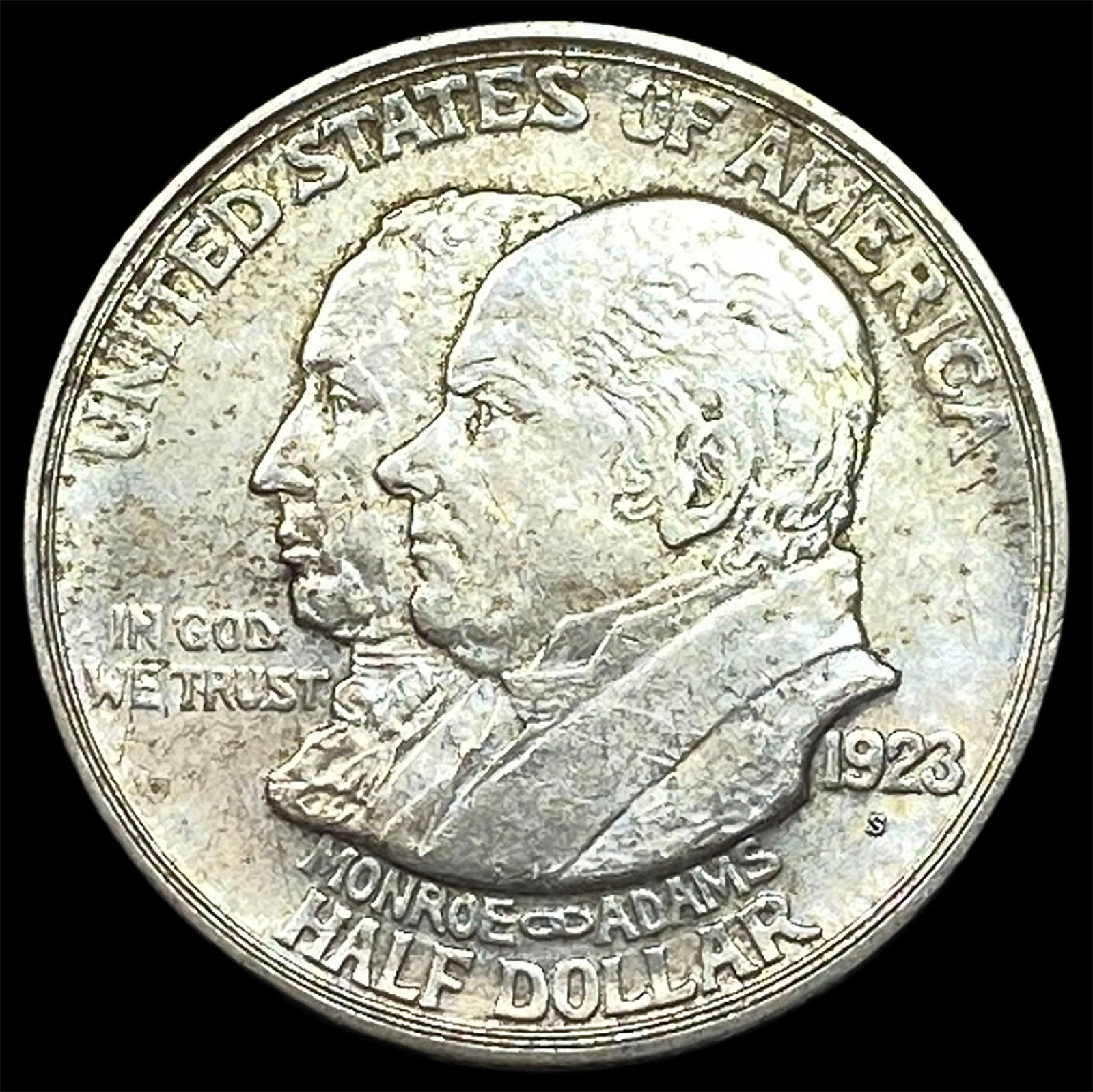 1923-S Silver Monroe Doctrine Centennial Half Dollar CLOSELY UNCIRCULATED: 1923-S Silver Monroe Doctrine Centennial Half Dollar CLOSELY UNCIRCULATED