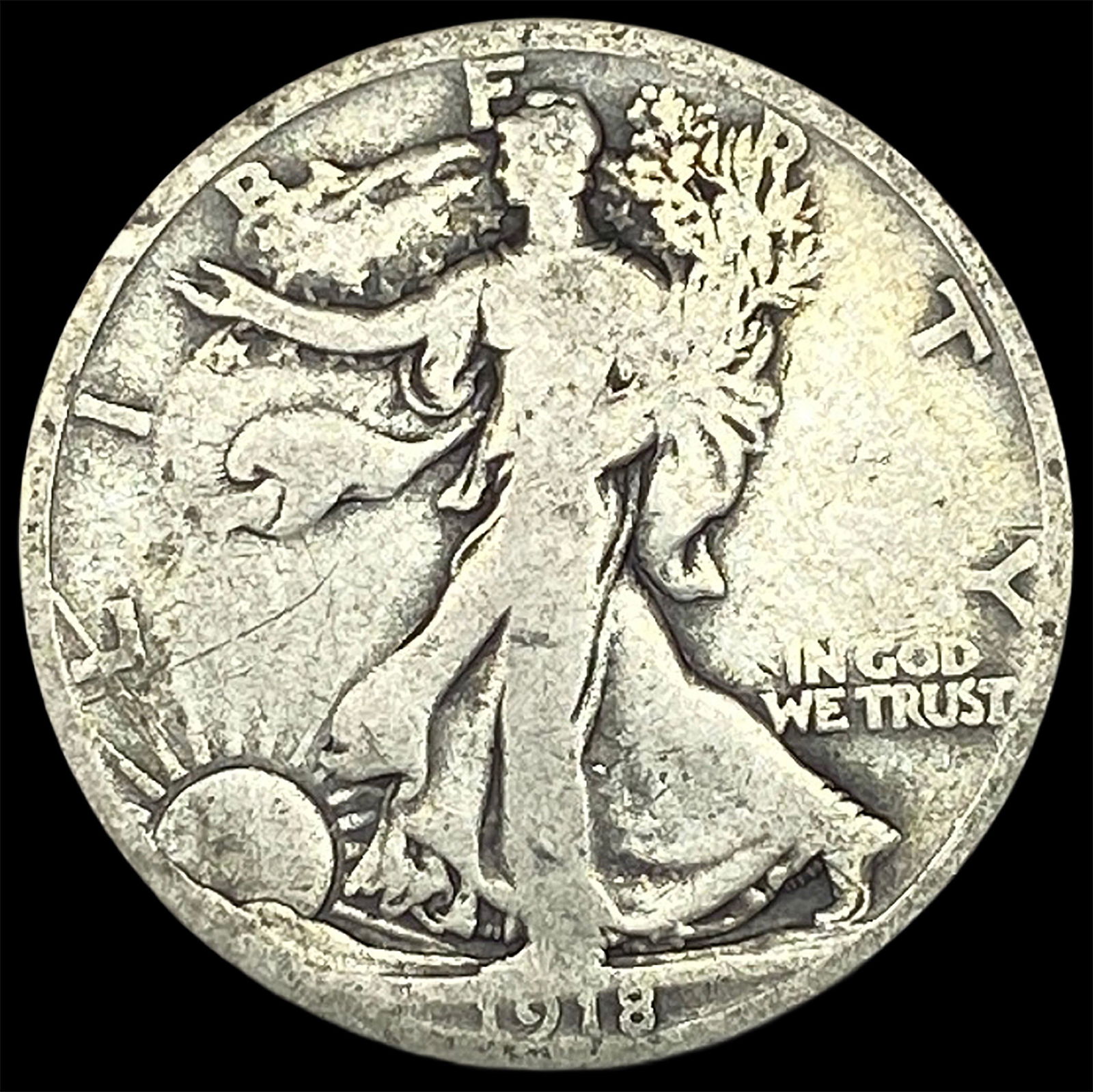 1918-S Silver Walking Liberty Half Dollar NICELY CIRCULATED: 1918-S Silver Walking Liberty Half Dollar NICELY CIRCULATED