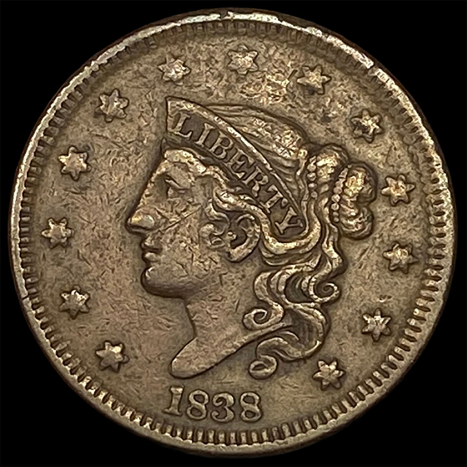 1838 Braided Hair Large Cent CLOSELY UNCIRCULATED: 1838 Braided Hair Large Cent CLOSELY UNCIRCULATED