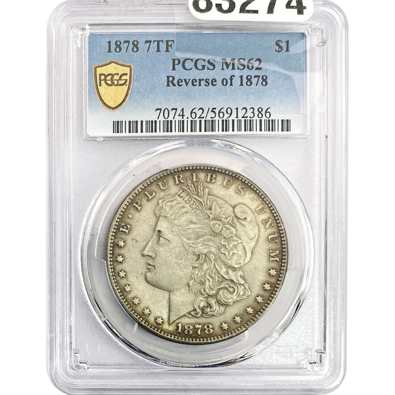 1878 7TF Rev. 78 Morgan Silver Dollar PCGS MS62: 1878 7TF Rev. 78 Morgan Silver Dollar PCGS MS62
