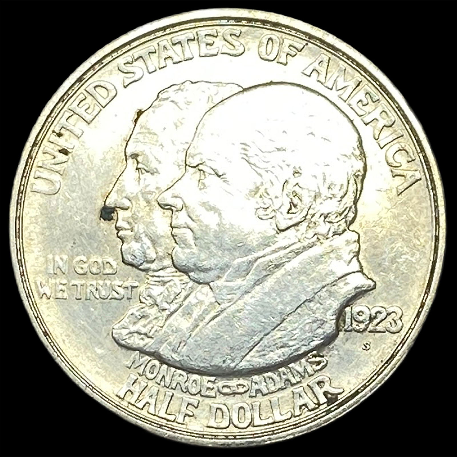 1923-S Silver Monroe Doctrine Centennial Half Dollar CLOSELY UNCIRCULATED: 1923-S Silver Monroe Doctrine Centennial Half Dollar CLOSELY UNCIRCULATED