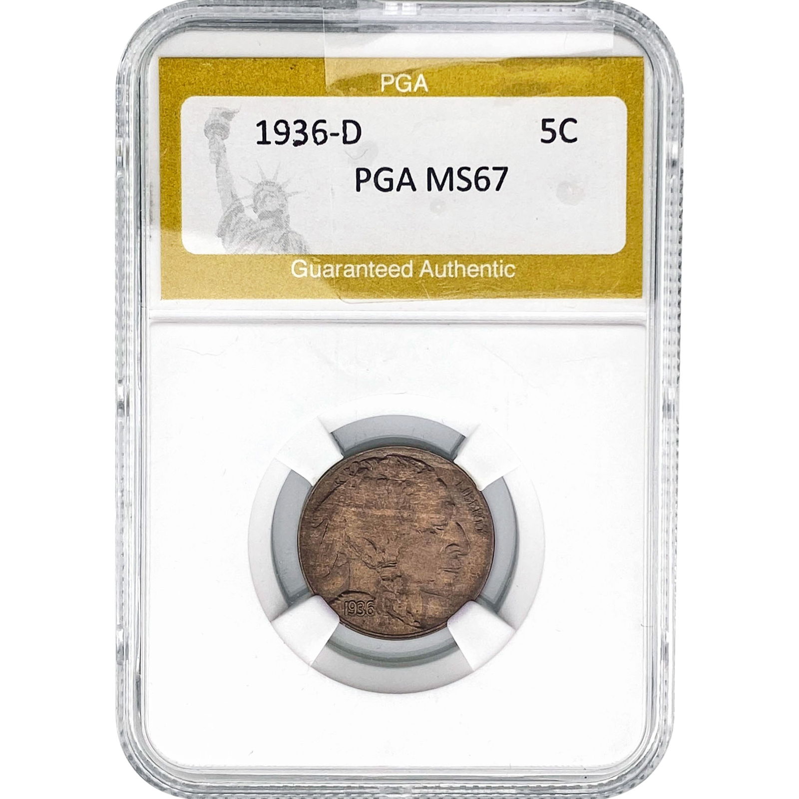 1936-D Buffalo Nickel PGA MS67: 1936-D Buffalo Nickel PGA MS67