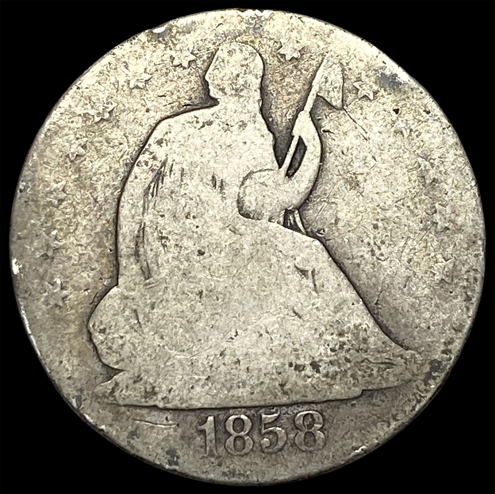 1858 Silver Half Dollar (Seated Liberty) HIGH GRADE: 1858 Silver Half Dollar (Seated Liberty) HIGH GRADE