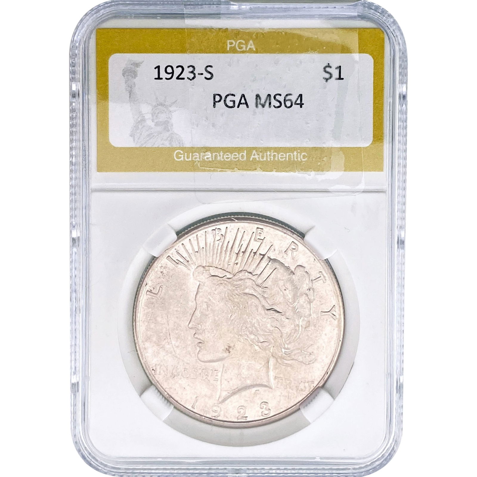 1923-S Silver Peace Dollar PGA MS64: 1923-S Silver Peace Dollar PGA MS64