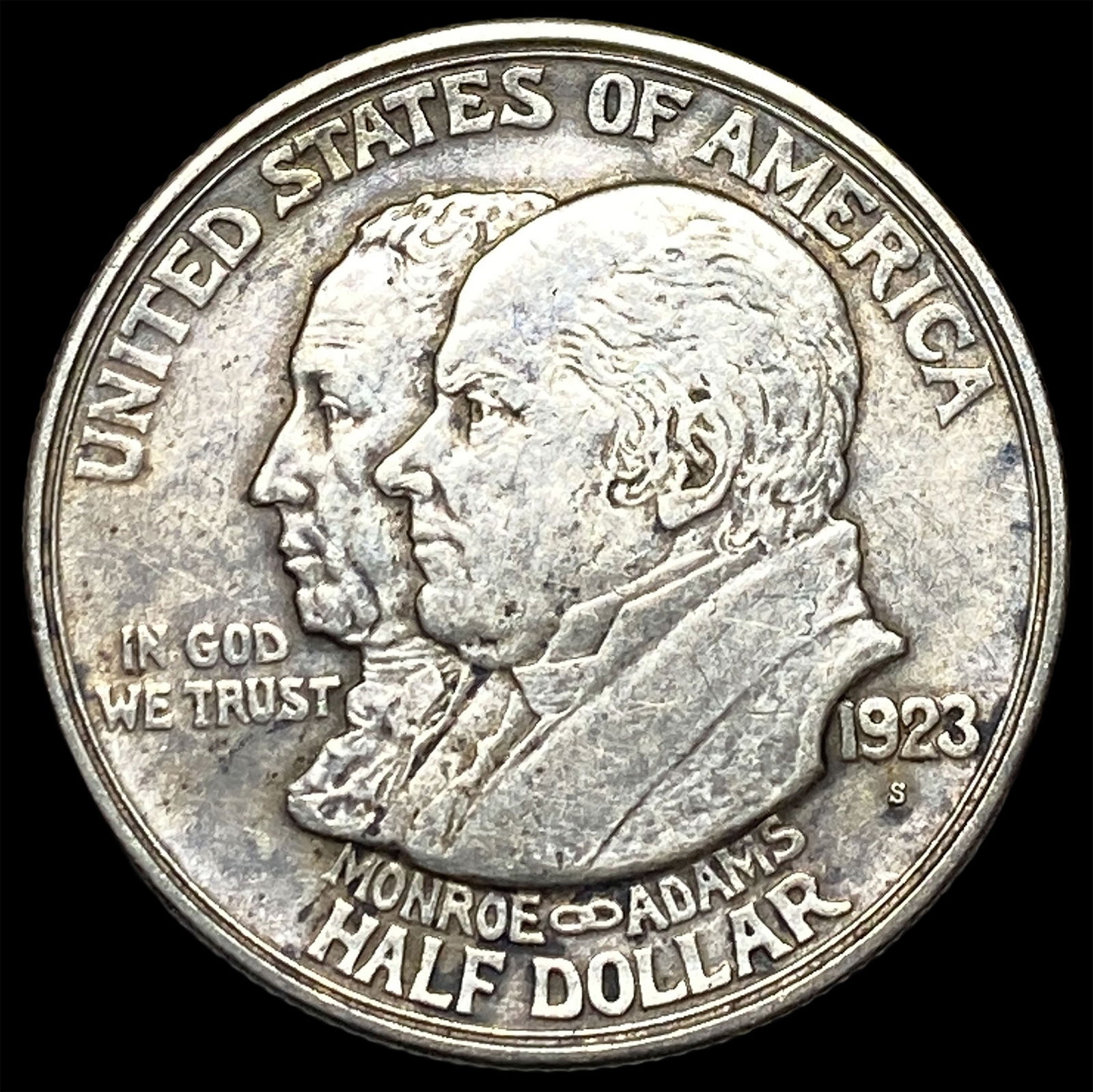 1923-S Silver Monroe Doctrine Centennial Half Dollar CLOSELY UNCIRCULATED: 1923-S Silver Monroe Doctrine Centennial Half Dollar CLOSELY UNCIRCULATED