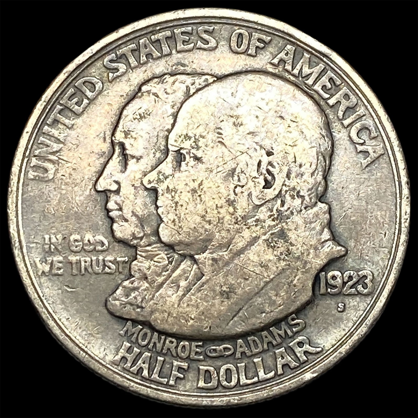 1923-S Silver Monroe Doctrine Half Dollar CLOSELY UNCIRCULATED: 1923-S Silver Monroe Doctrine Half Dollar CLOSELY UNCIRCULATED