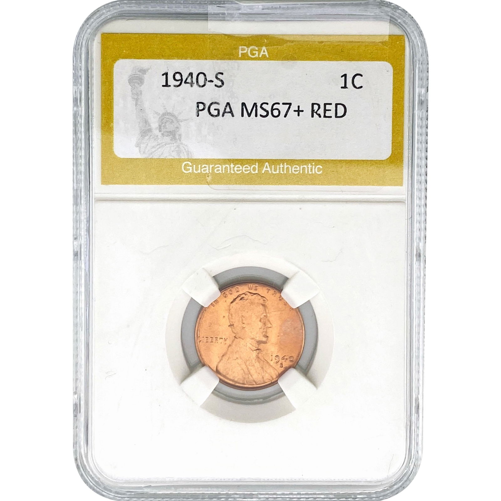 1940-S Wheat Cent PGA MS67+ RED: 1940-S Wheat Cent PGA MS67+ RED
