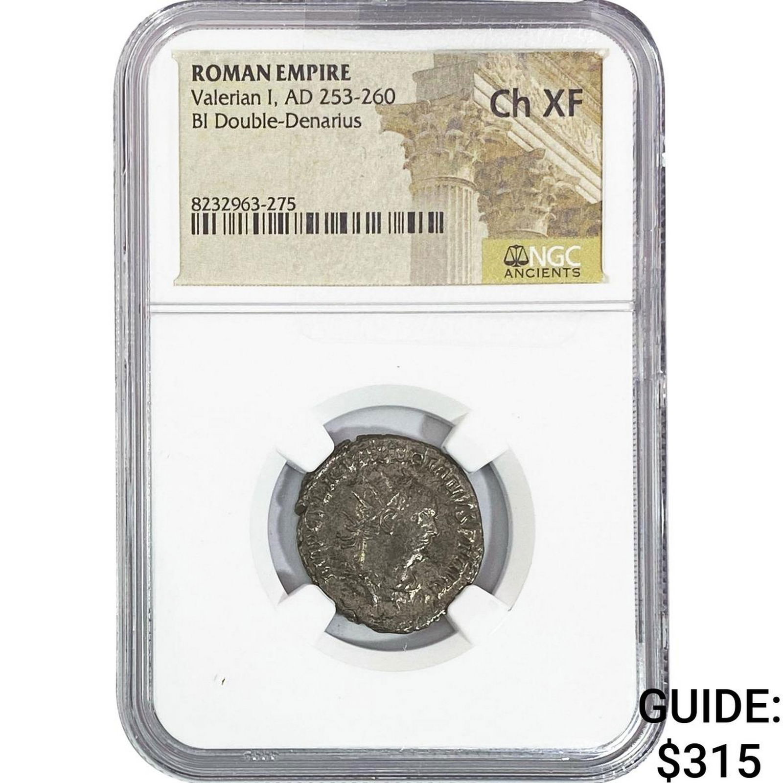 Roman Valerian I, AD 253-260 BI Double-Denarius NGC ChXF: Roman Valerian I, AD 253-260 BI Double-Denarius NGC ChXF