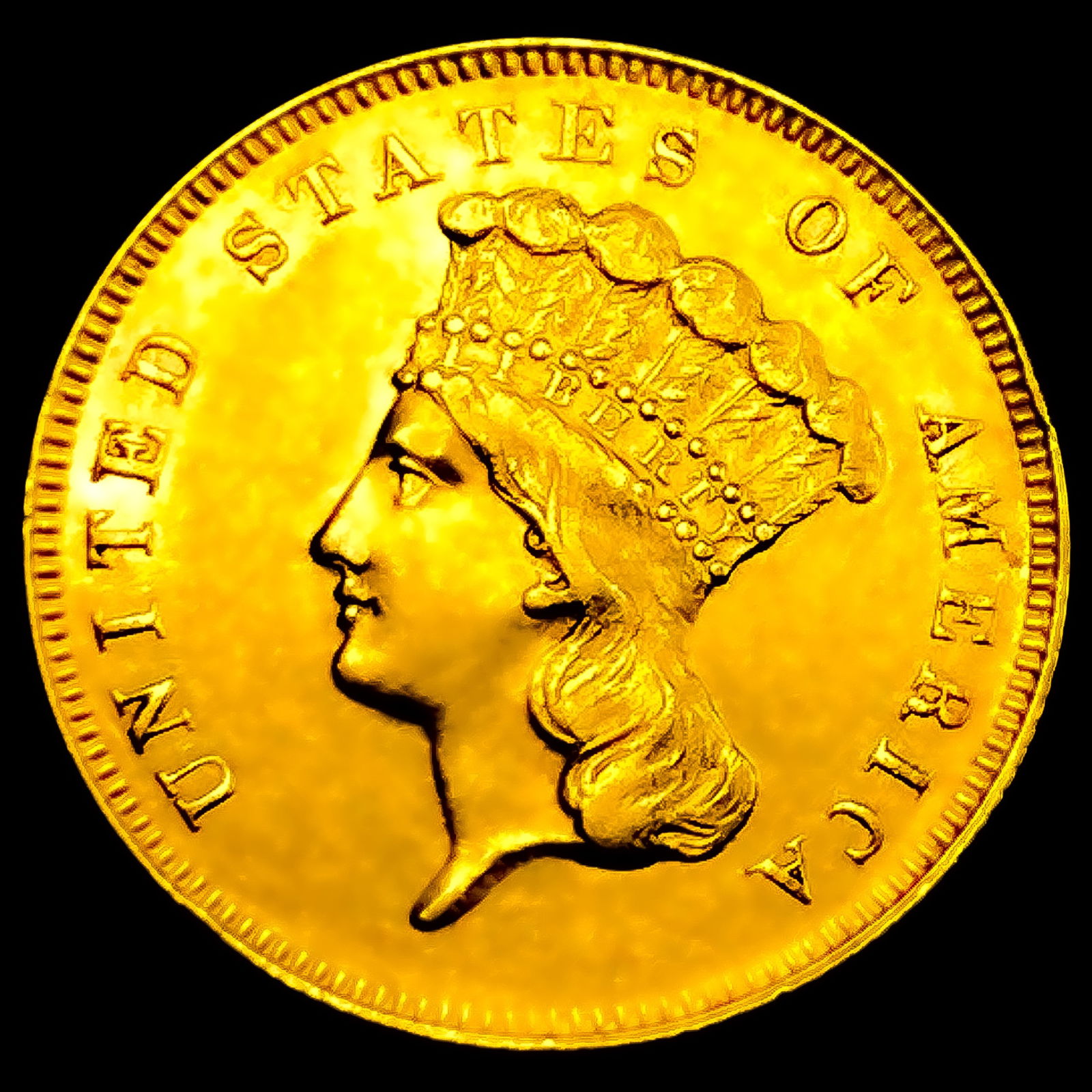1866 $3 Gold Piece CHOICE AU+ (1 of 2)