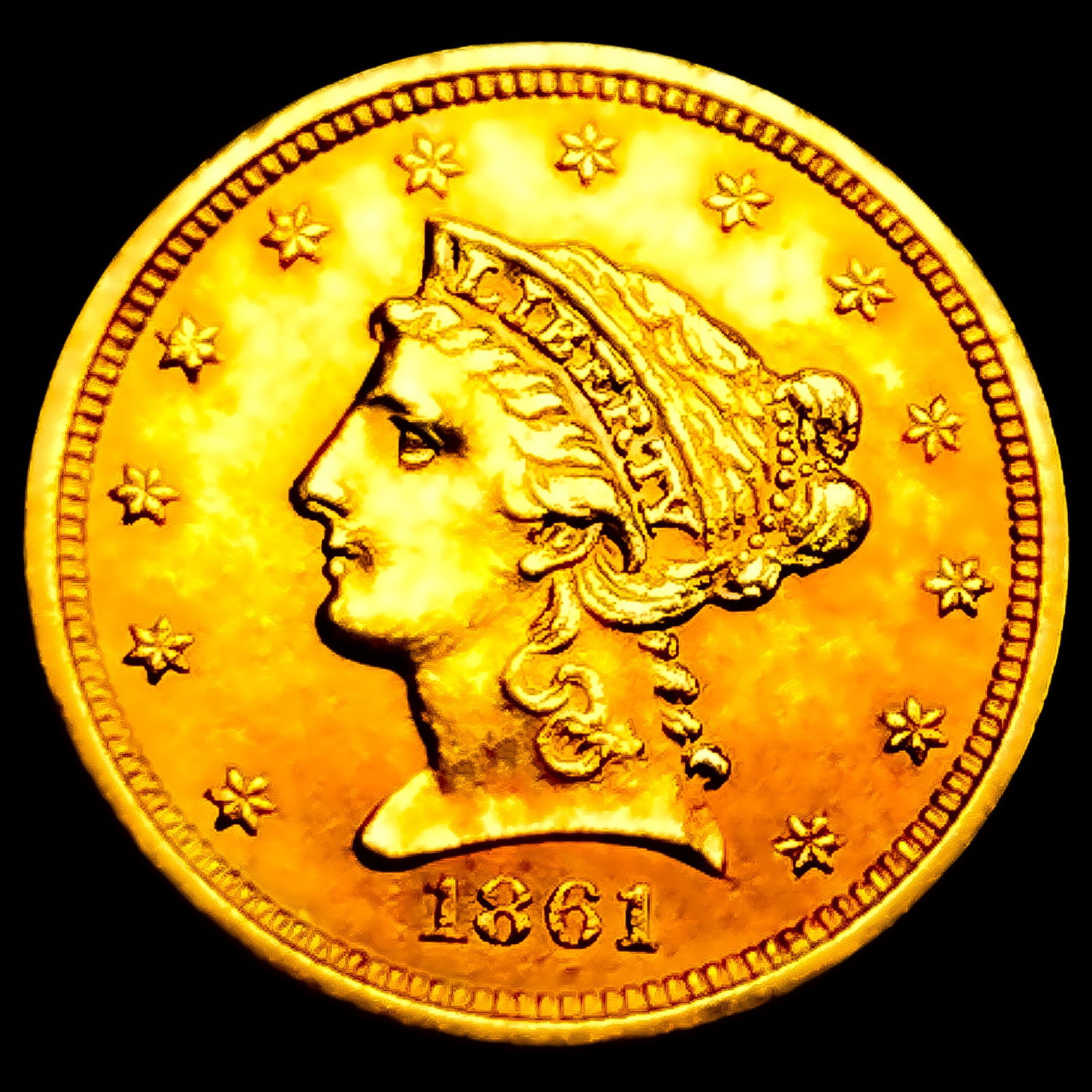 1861 New Rev Civil War Date $2.50 Gold Quarter Eagle CHOICE AU: 1861 New Rev Civil War Date $2.50 Gold Quarter Eagle CHOICE AU