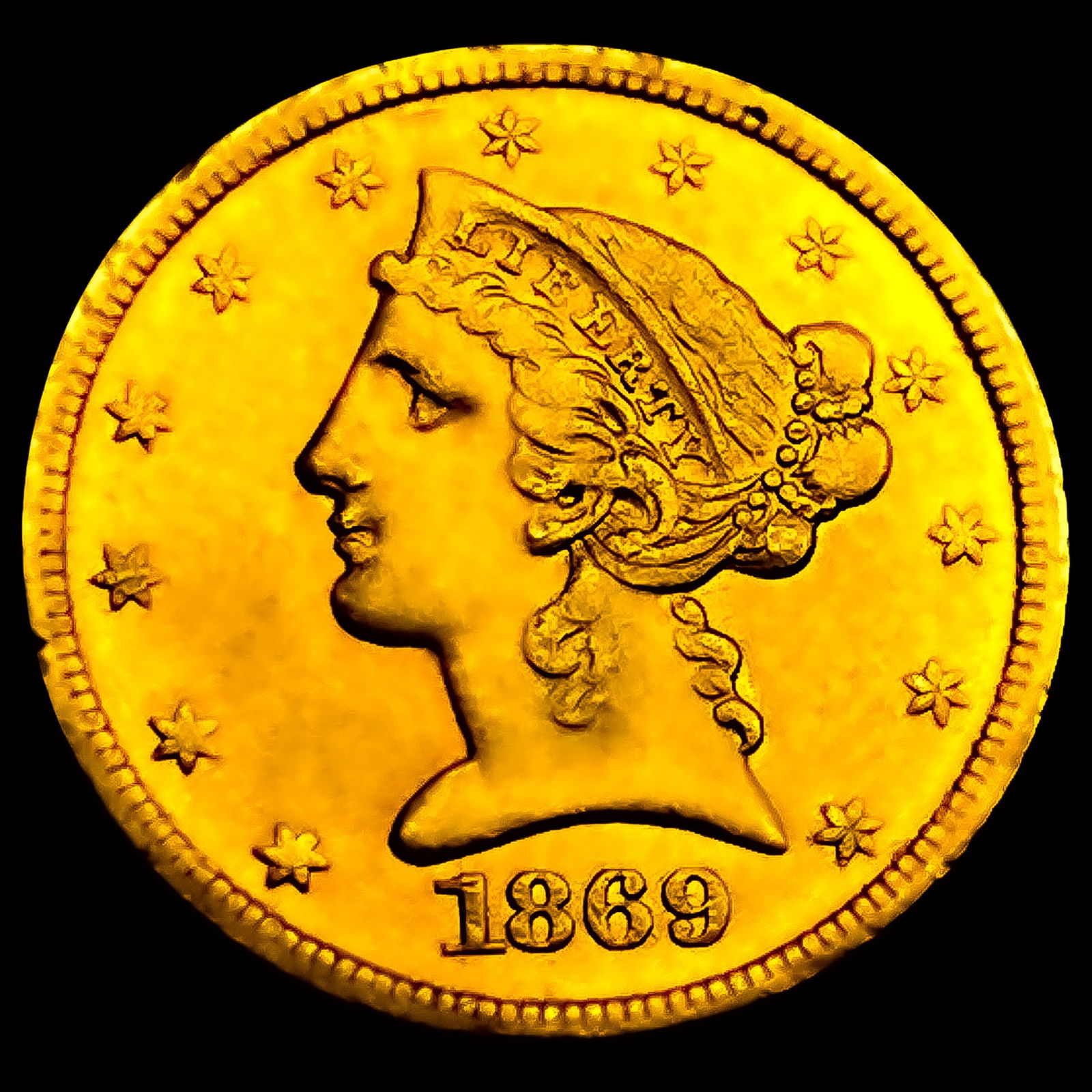 1869-S $5 Gold Half Eagle HIGH GRADE (1 of 2)