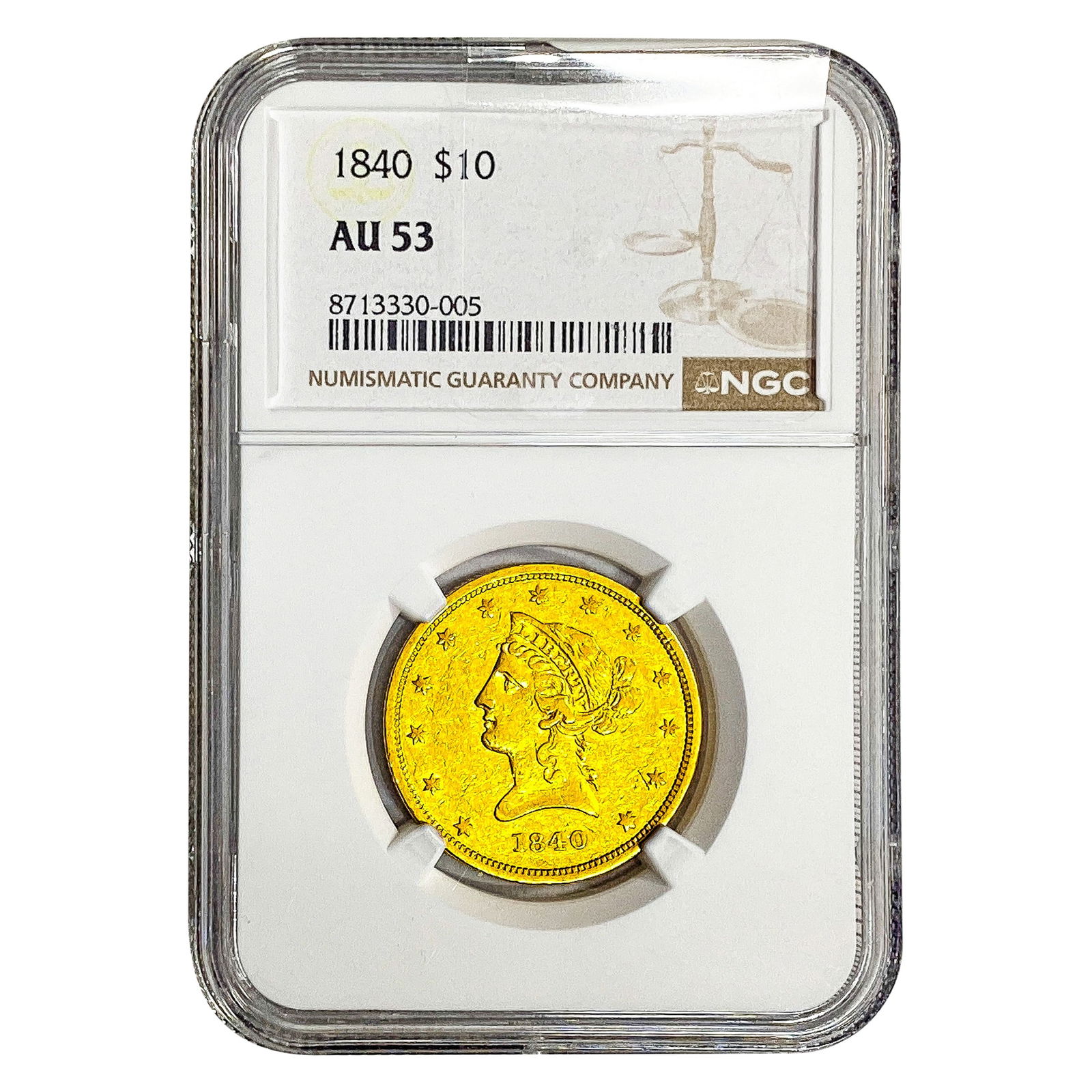 1840 $10 Gold Eagle NGC AU53 (1 of 2)