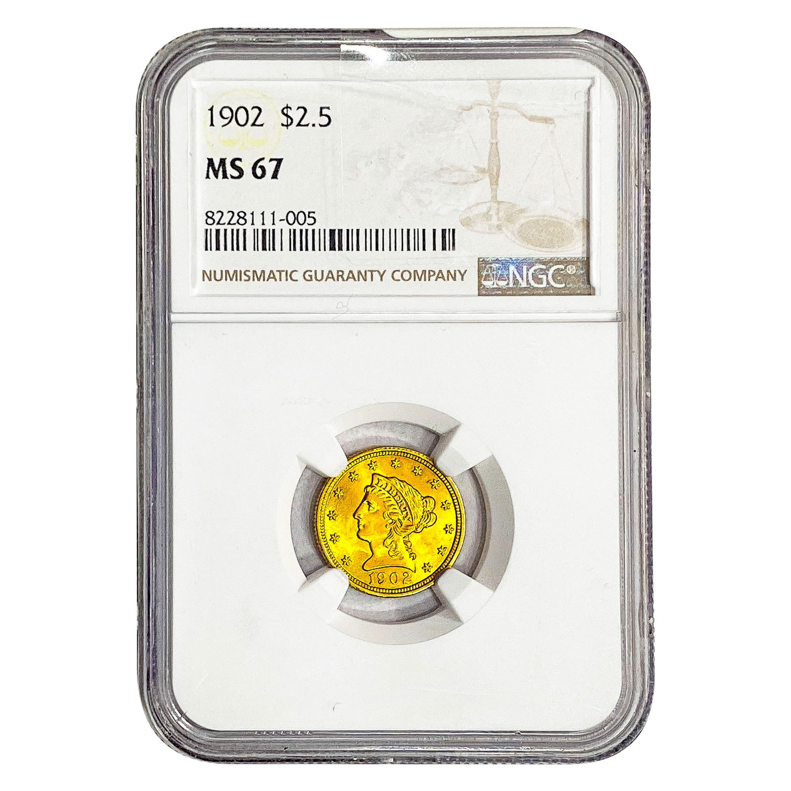 1902 $2.50 Gold Quarter Eagle NGC MS67: 1902 $2.50 Gold Quarter Eagle NGC MS67