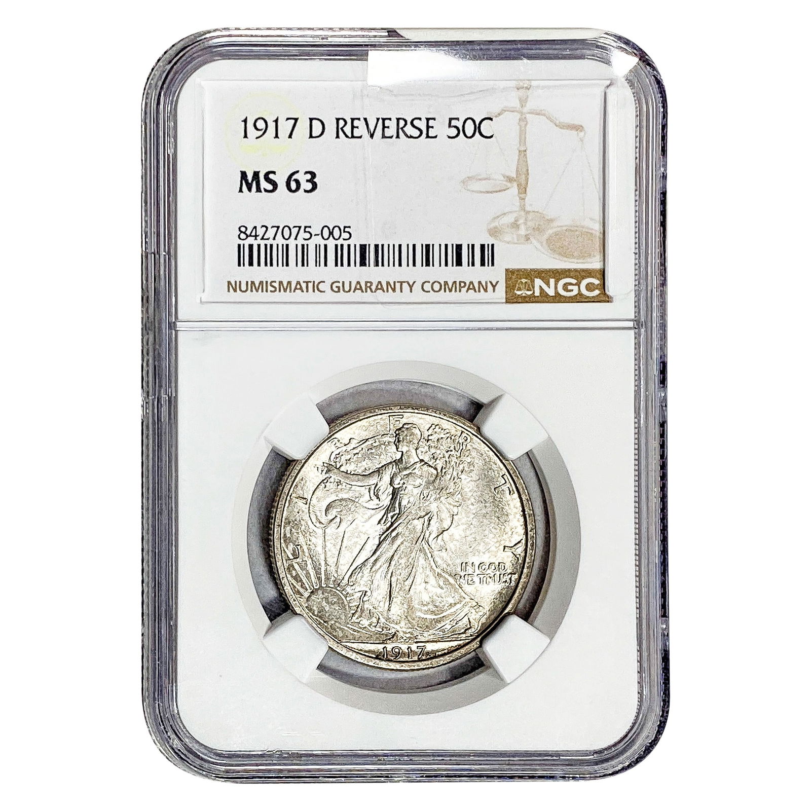 1917-D Rev Walking Liberty Half Dollar NGC MS63: 1917-D Rev Walking Liberty Half Dollar NGC MS63