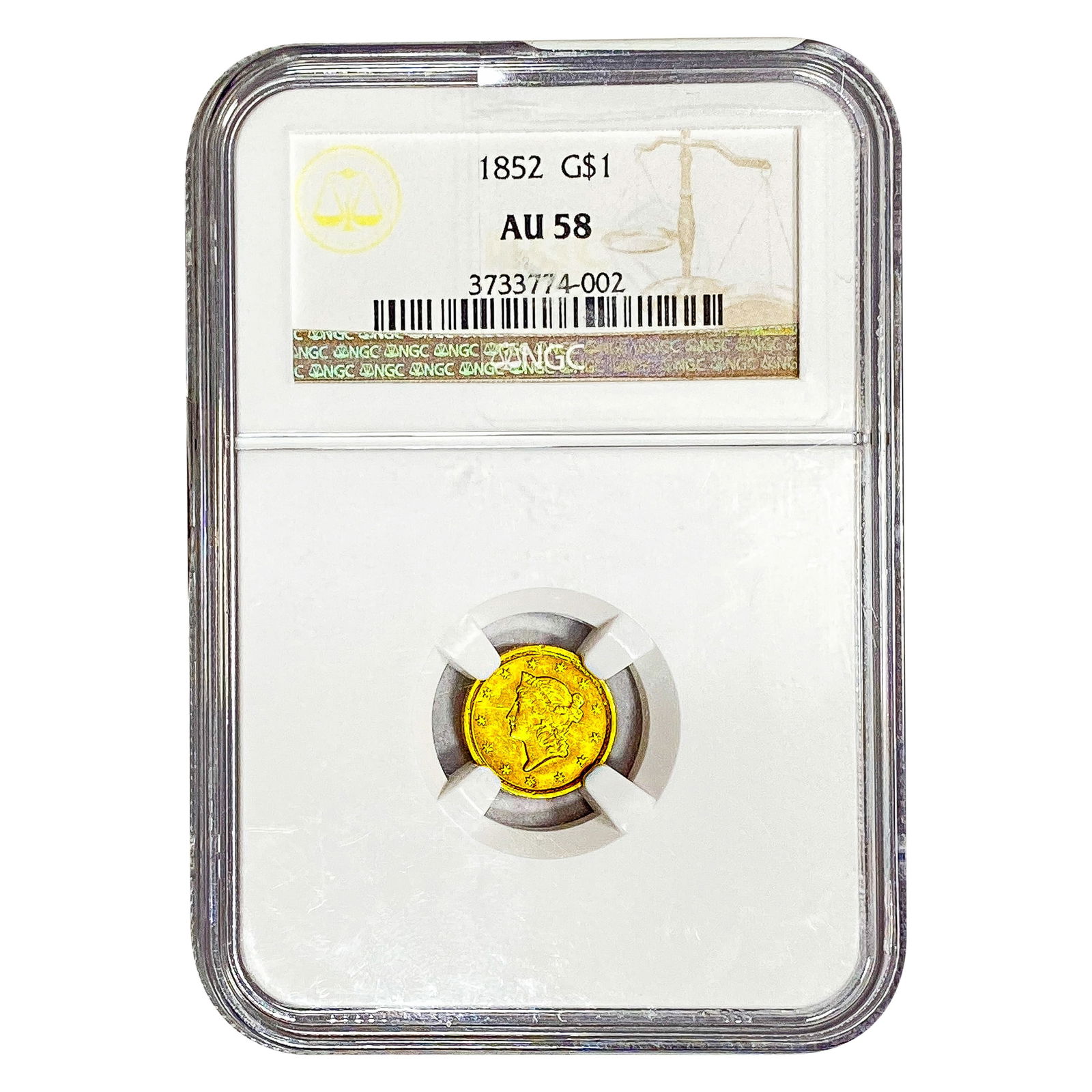 1852 Rare Gold Dollar NGC AU58: 1852 Rare Gold Dollar NGC AU58
