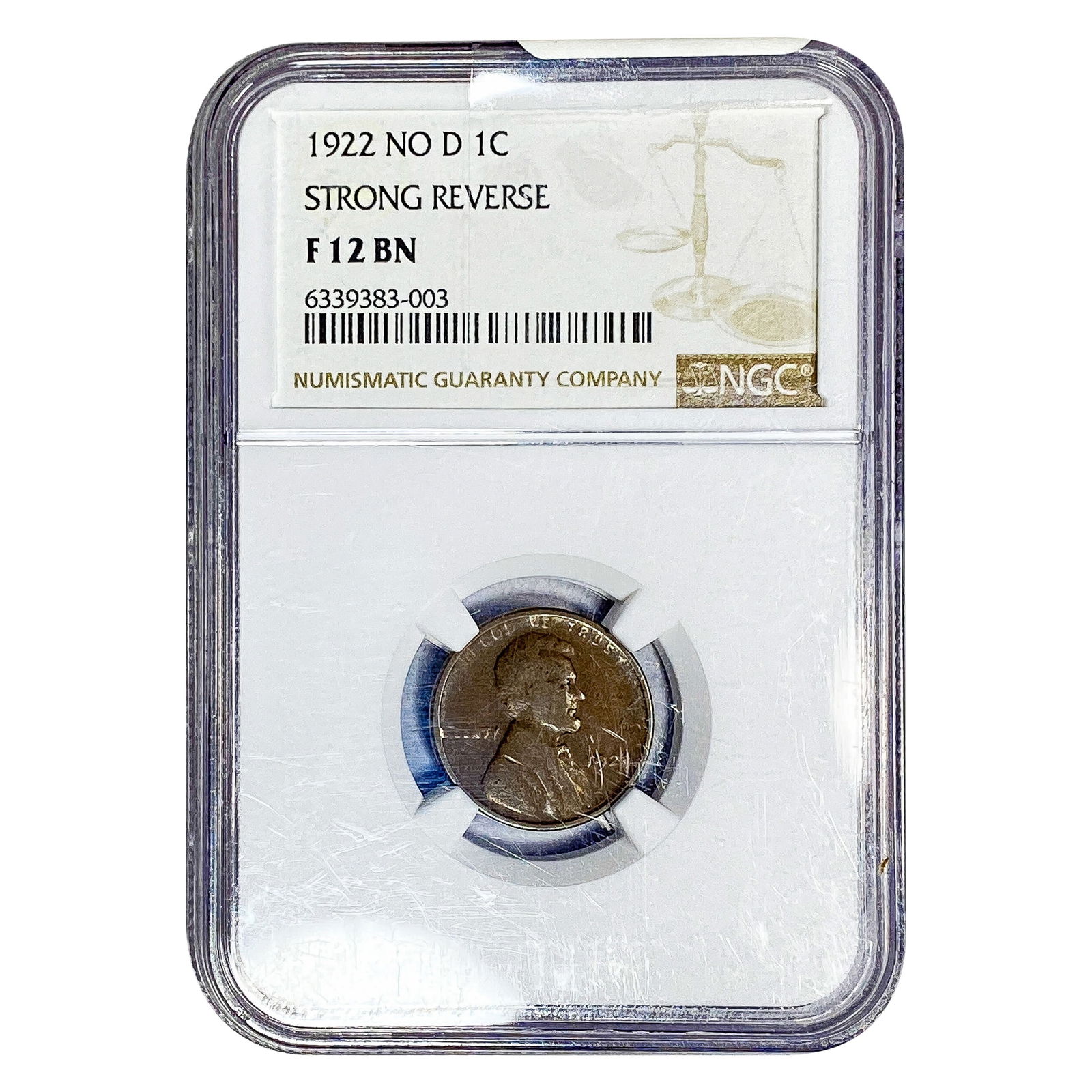 1922 No D Wheat Cent NGC F12 BN Strong Reverse (1 of 2)
