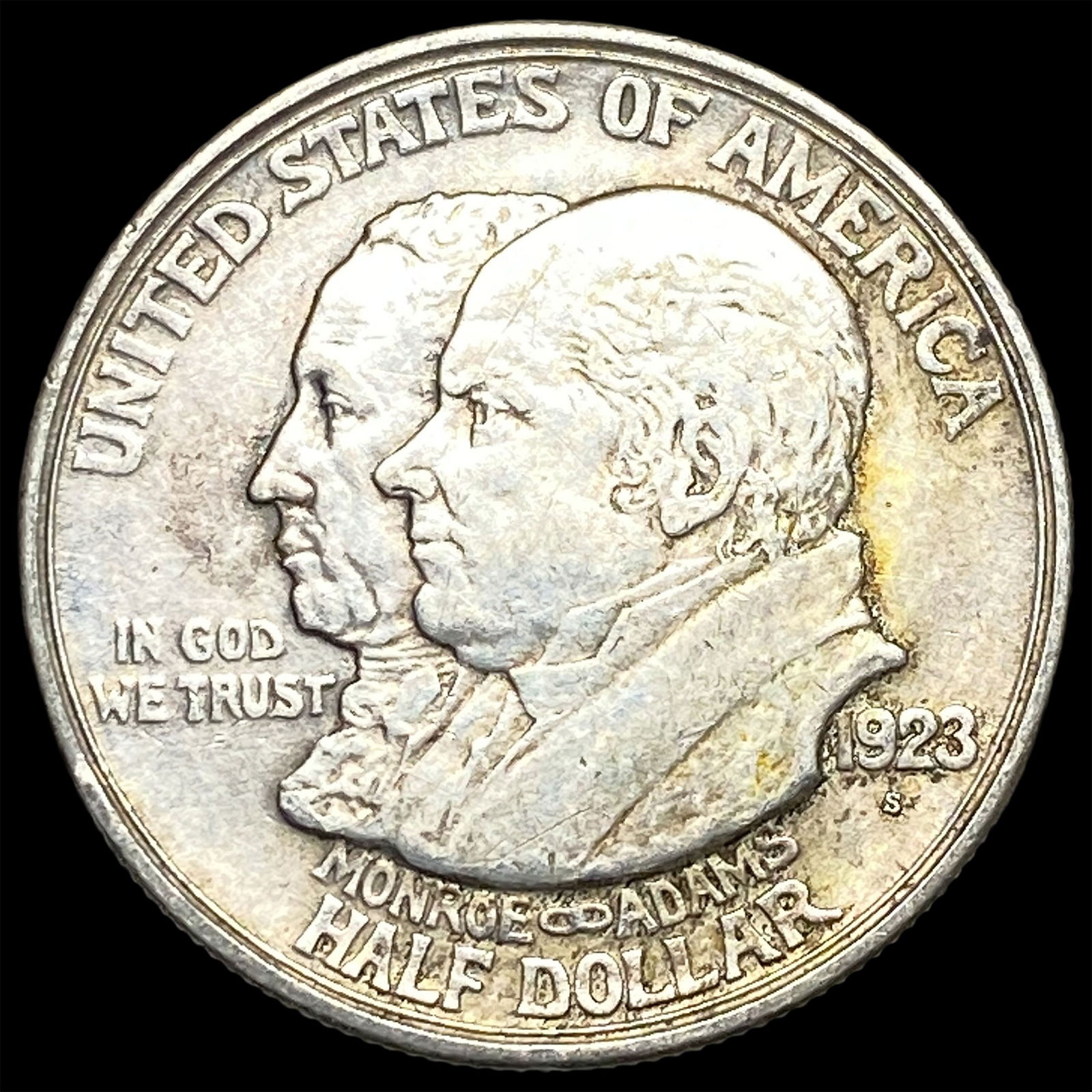1923-S Silver Monroe Doctrine Centennial Half Dollar CLOSELY UNCIRCULATED: 1923-S Silver Monroe Doctrine Centennial Half Dollar CLOSELY UNCIRCULATED