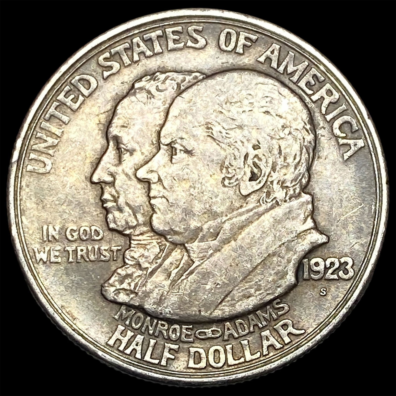 1923-S Silver Monroe Doctrine Centennial Half Dollar CLOSELY UNCIRCULATED: 1923-S Silver Monroe Doctrine Centennial Half Dollar CLOSELY UNCIRCULATED