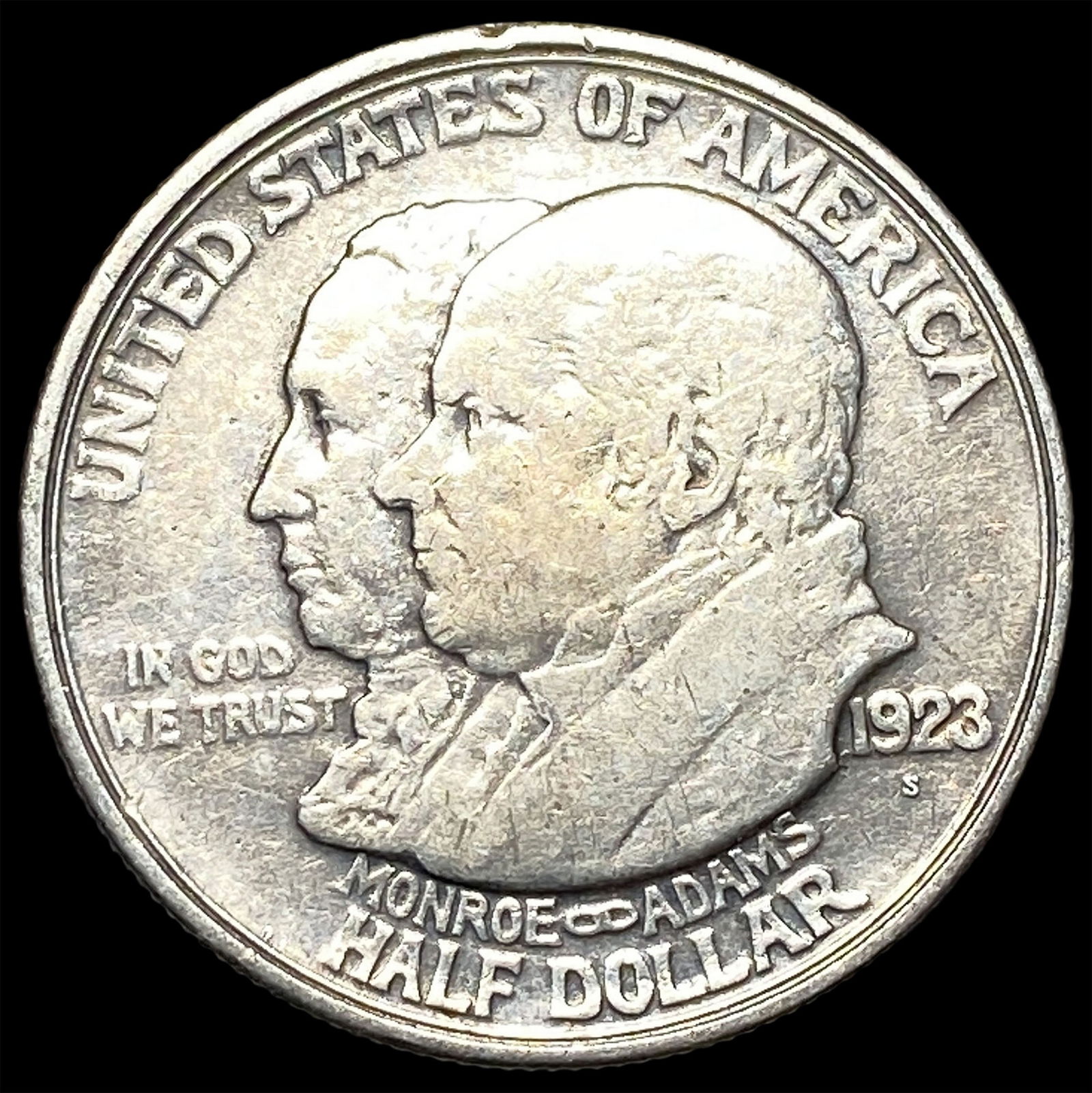 1923-S Silver Half Dollar Monroe Doctrine Centennial CLOSELY UNCIRCULATED: 1923-S Silver Half Dollar Monroe Doctrine Centennial CLOSELY UNCIRCULATED