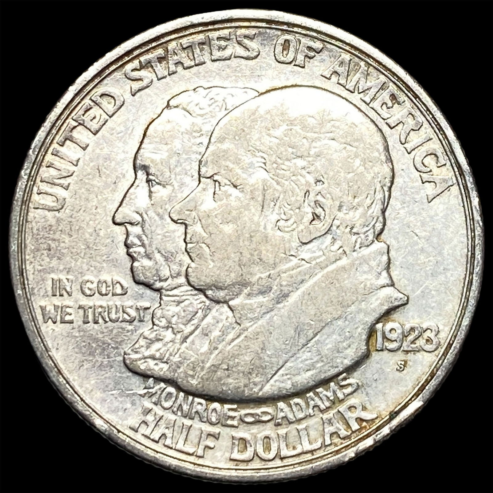 1923-S Silver Monroe Doctrine Centennial Half Dollar CLOSELY UNCIRCULATED: 1923-S Silver Monroe Doctrine Centennial Half Dollar CLOSELY UNCIRCULATED
