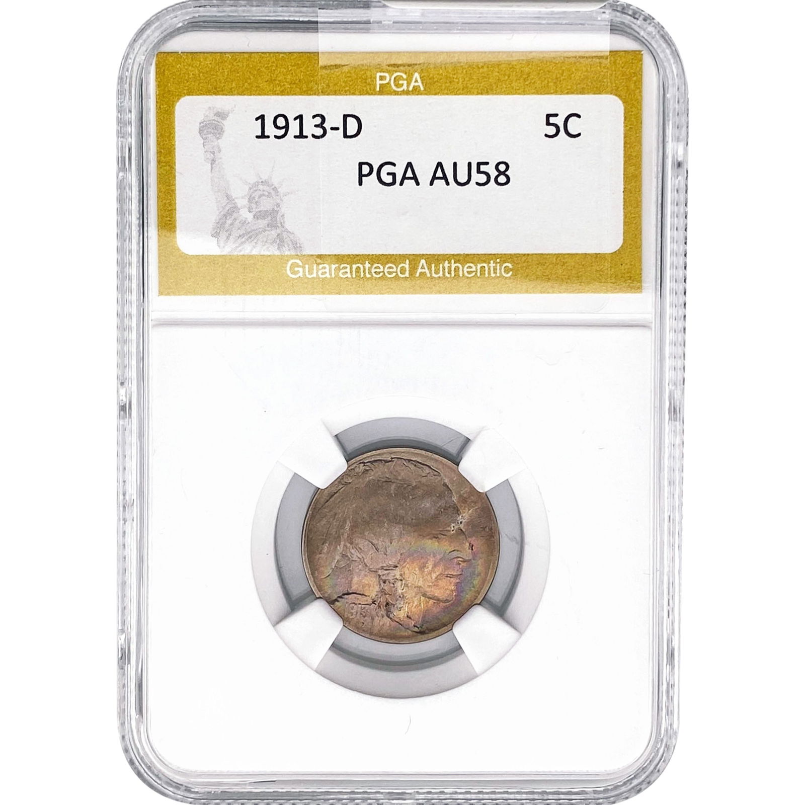 1913-D Buffalo Nickel PGA AU58: 1913-D Buffalo Nickel PGA AU58