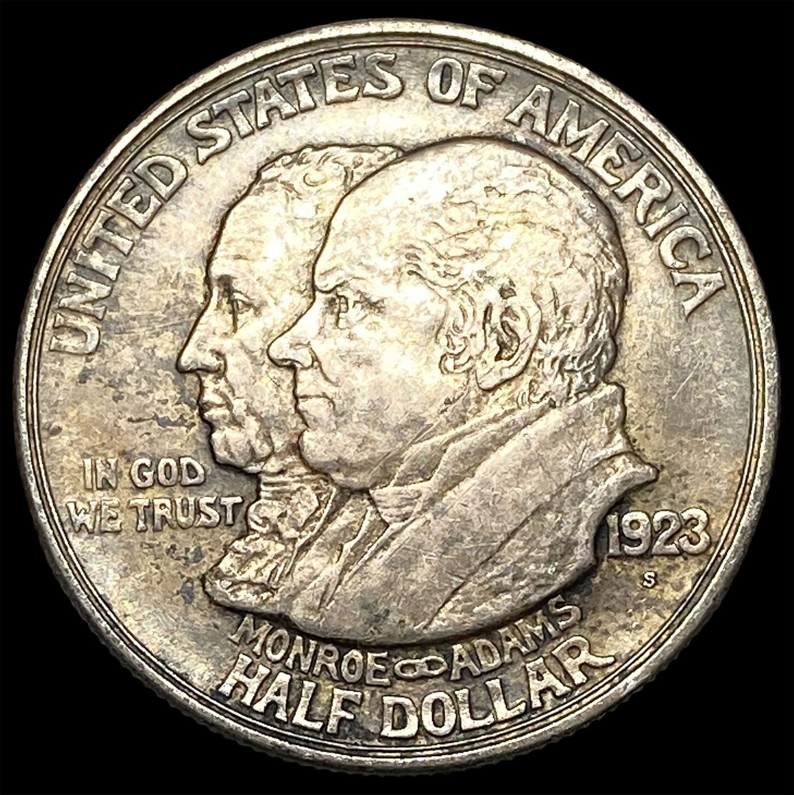 1923-S Silver Monroe Doctrine Centennial Half Dollar CLOSELY UNCIRCULATED: 1923-S Silver Monroe Doctrine Centennial Half Dollar CLOSELY UNCIRCULATED