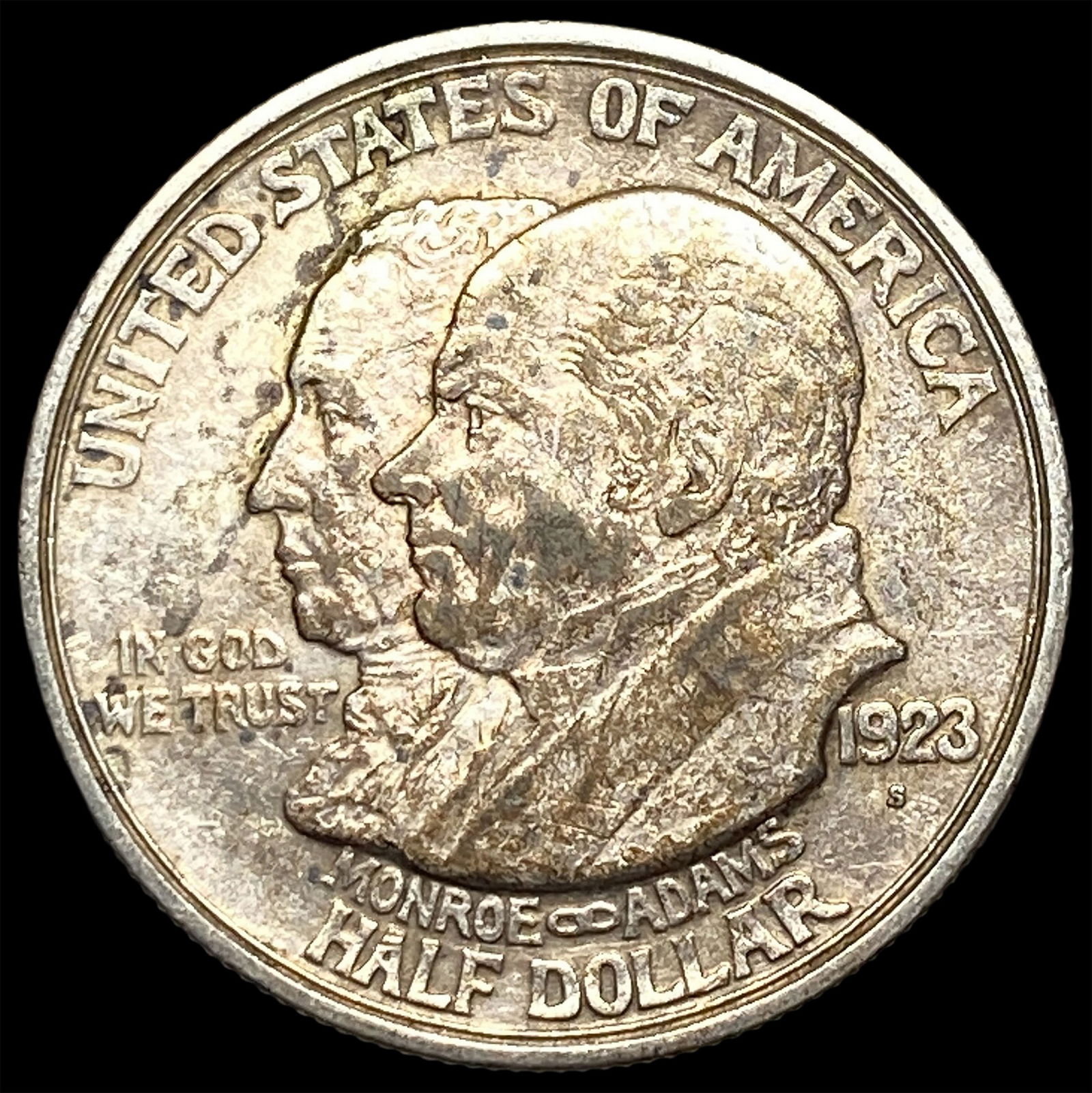 1923-S Silver Monroe Doctrine Centennial Half Dollar CLOSELY UNCIRCULATED: 1923-S Silver Monroe Doctrine Centennial Half Dollar CLOSELY UNCIRCULATED