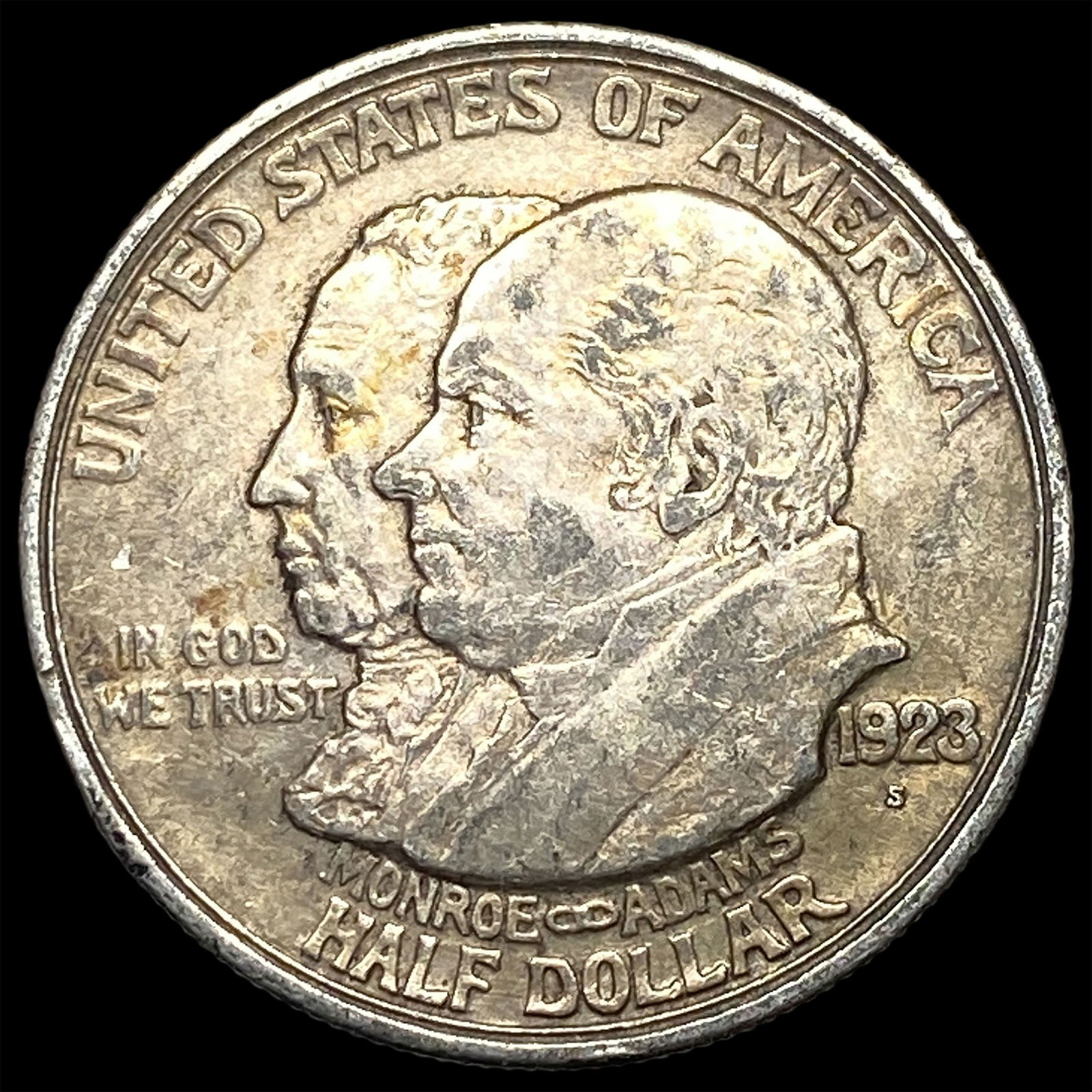 1923-S Silver Monroe Doctrine Centennial Half Dollar CLOSELY UNCIRCULATED: 1923-S Silver Monroe Doctrine Centennial Half Dollar CLOSELY UNCIRCULATED