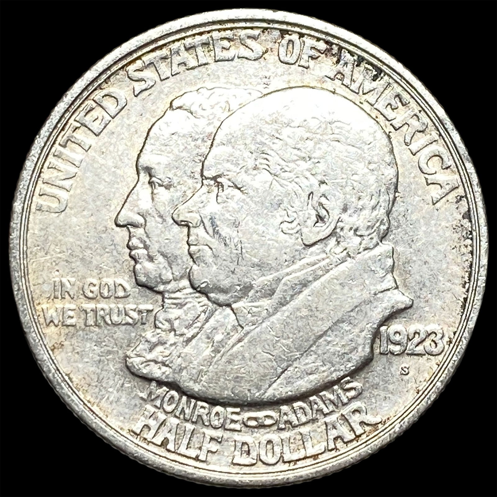 1923-S Silver Monroe Doctrine Centennial Half Dollar CLOSELY UNCIRCULATED: 1923-S Silver Monroe Doctrine Centennial Half Dollar CLOSELY UNCIRCULATED