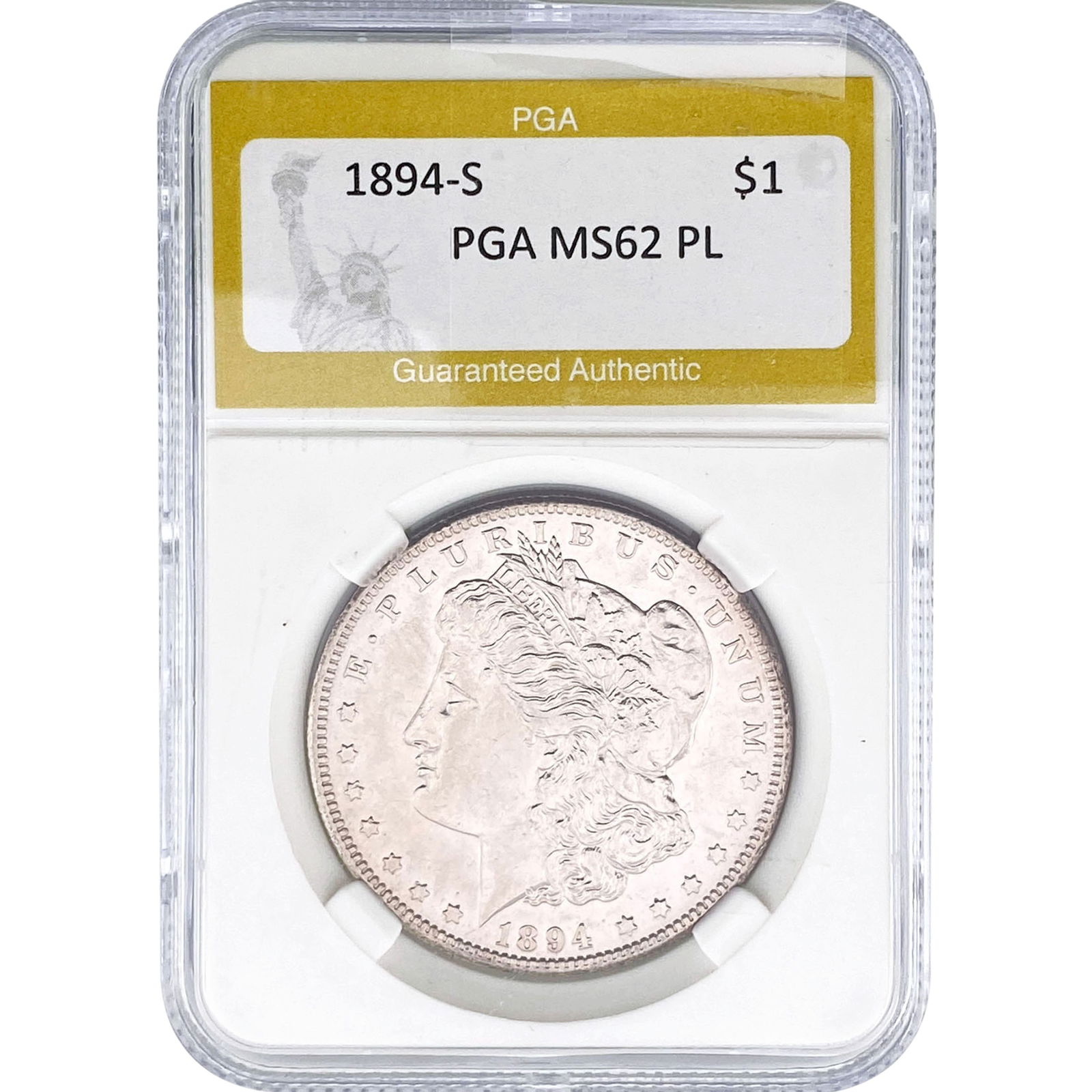 1894-S Morgan Silver Dollar PGA MS62 PL: 1894-S Morgan Silver Dollar PGA MS62 PL