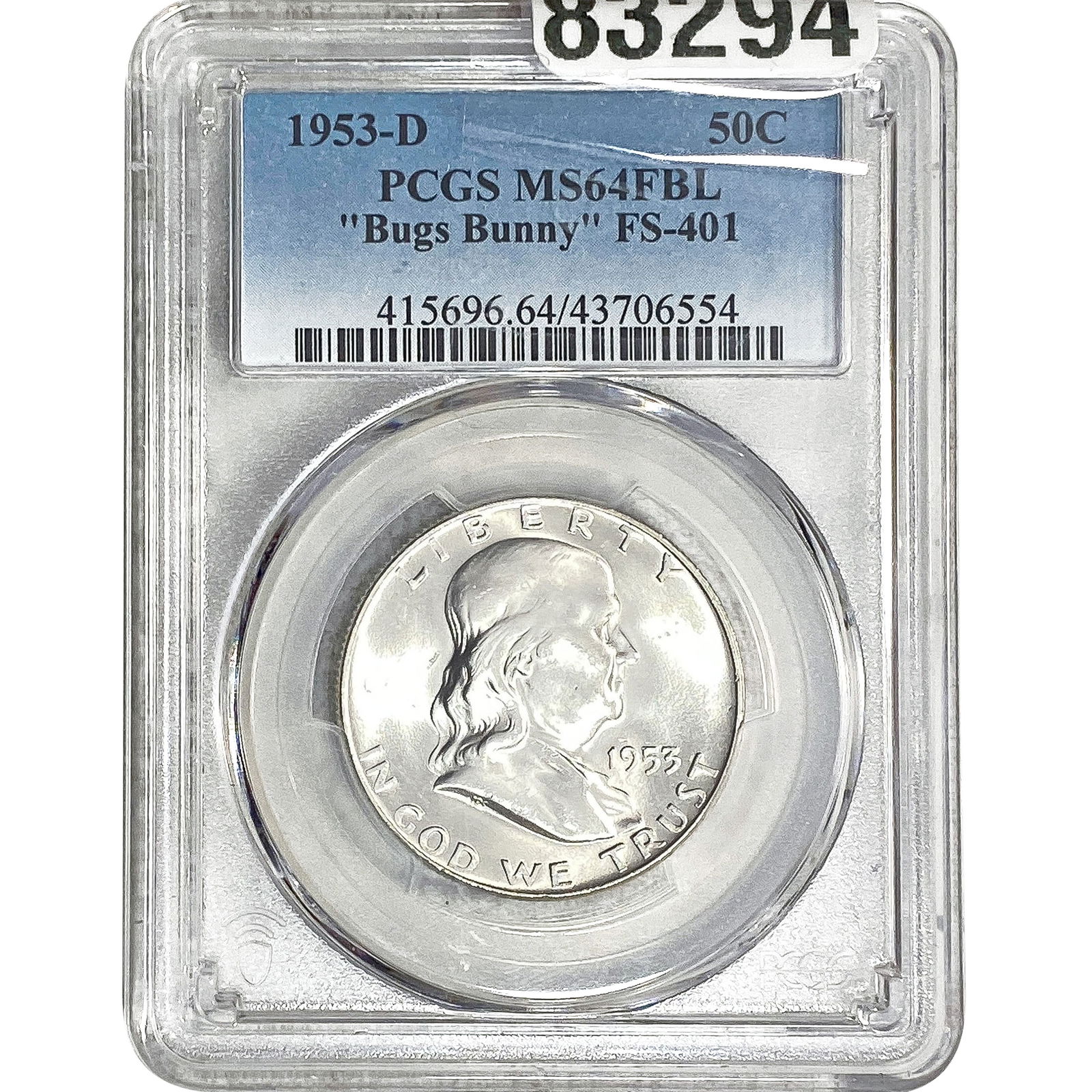 1953-D Franklin Half Dollar PCGS MS64 FBL Bugs Bun. (1 of 2)