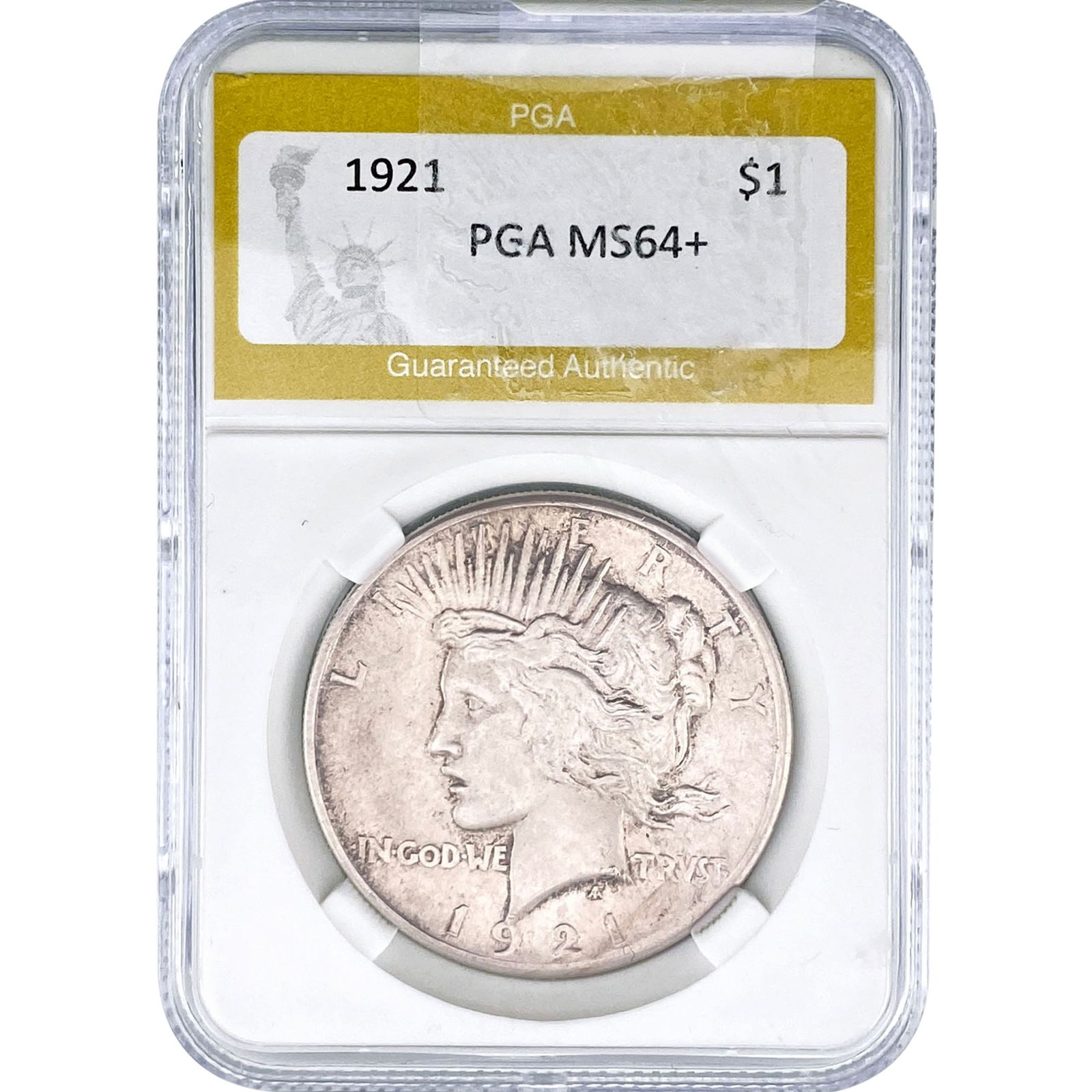 1921 Silver Peace Dollar PGA MS64+: 1921 Silver Peace Dollar PGA MS64+