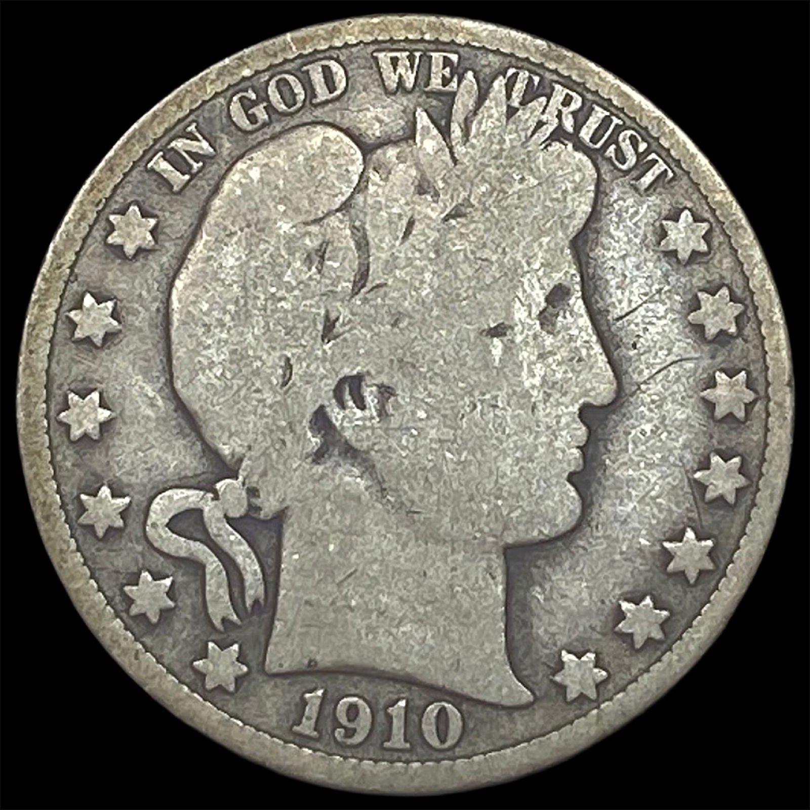 1910-S Silver Barber Half Dollar NICELY CIRCULATED (1 of 2)