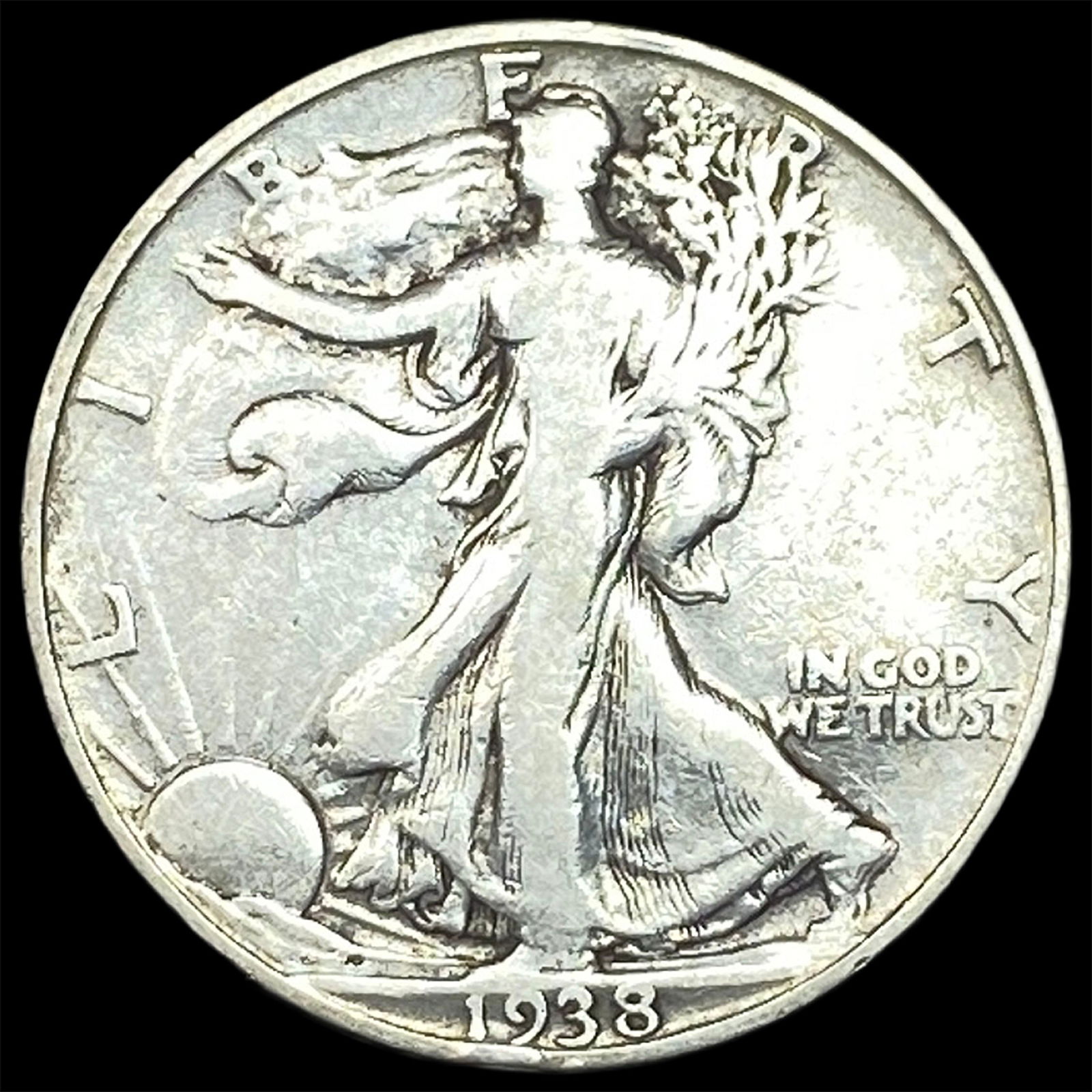 1938-D Silver Walking Liberty Half Dollar NICELY CIRCULATED (1 of 2)