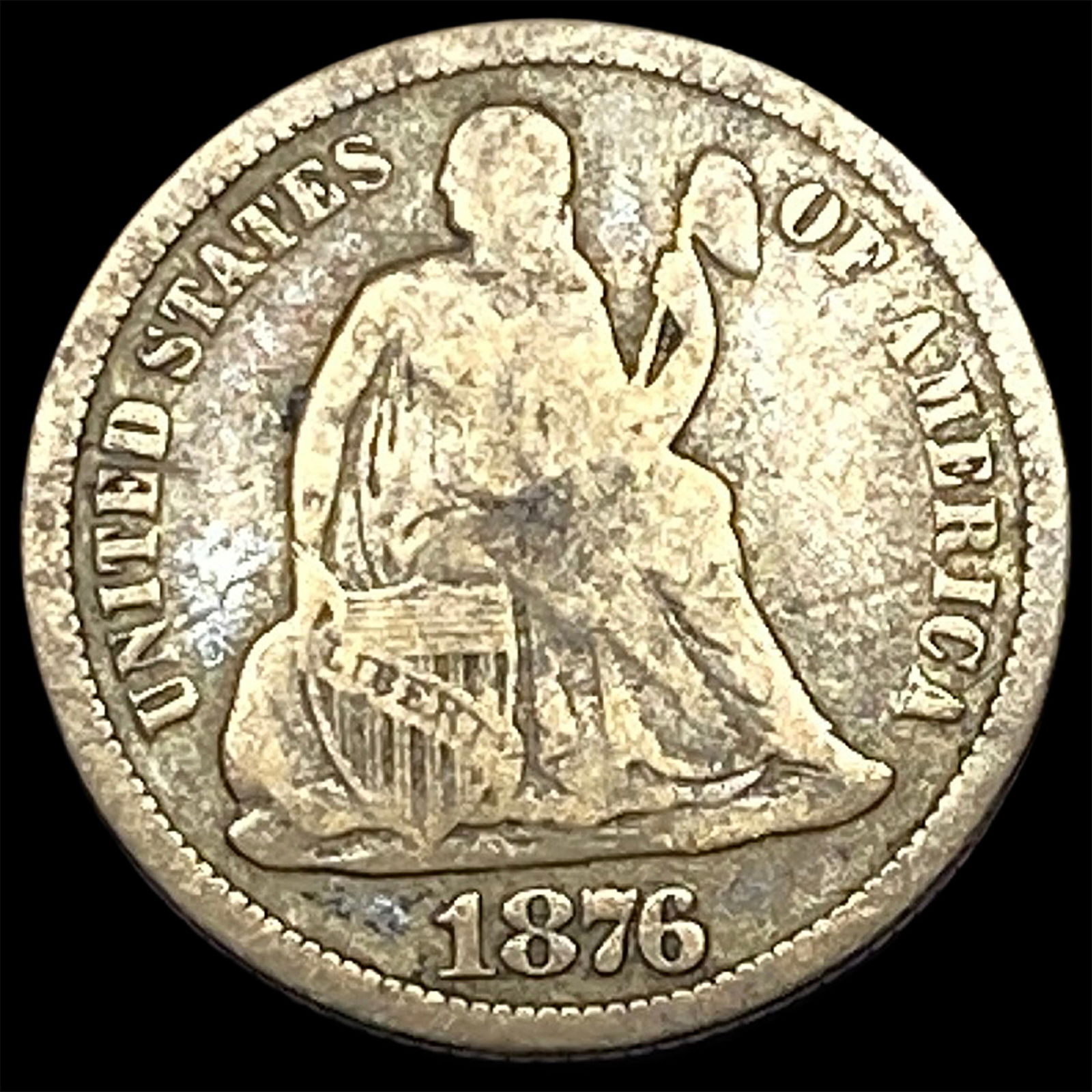 1876-CC Silver Seated Liberty Dime HIGH GRADE (1 of 2)