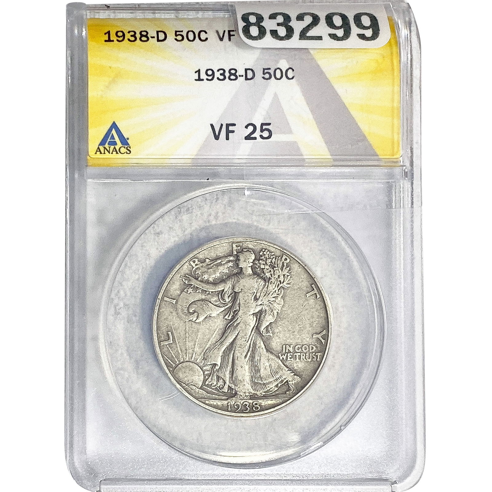 1938-D Walking Liberty Half Dollar ANACS VF25 (1 of 2)