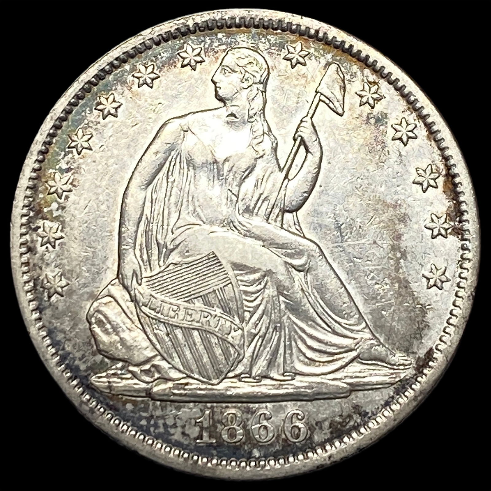 1866 Seated Liberty Half Dollar NEARLY UNCIRCULATED (1 of 2)