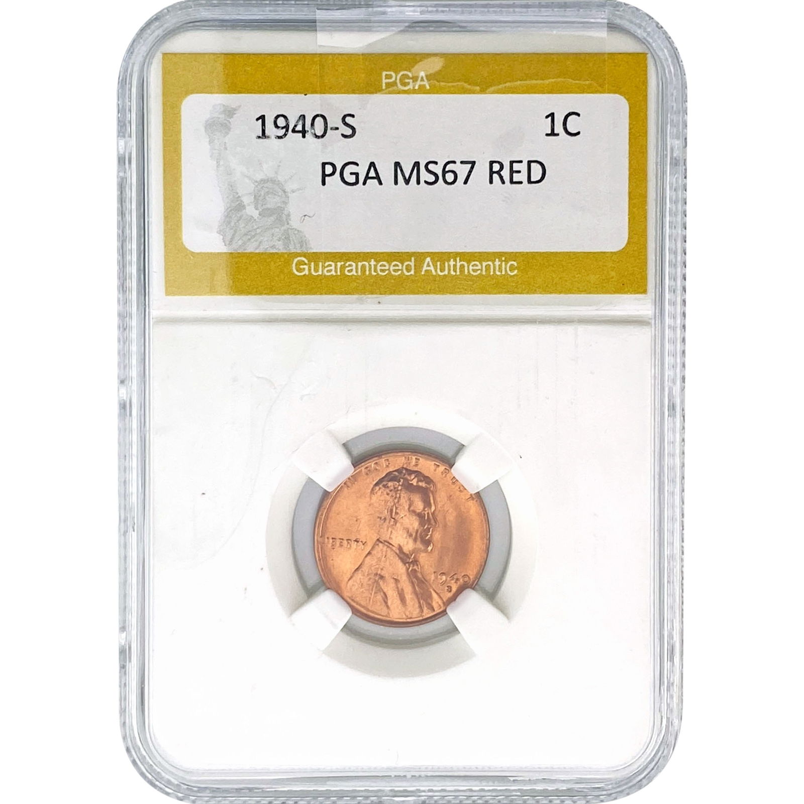 1940-S Wheat Cent PGA MS67 RED: 1940-S Wheat Cent PGA MS67 RED
