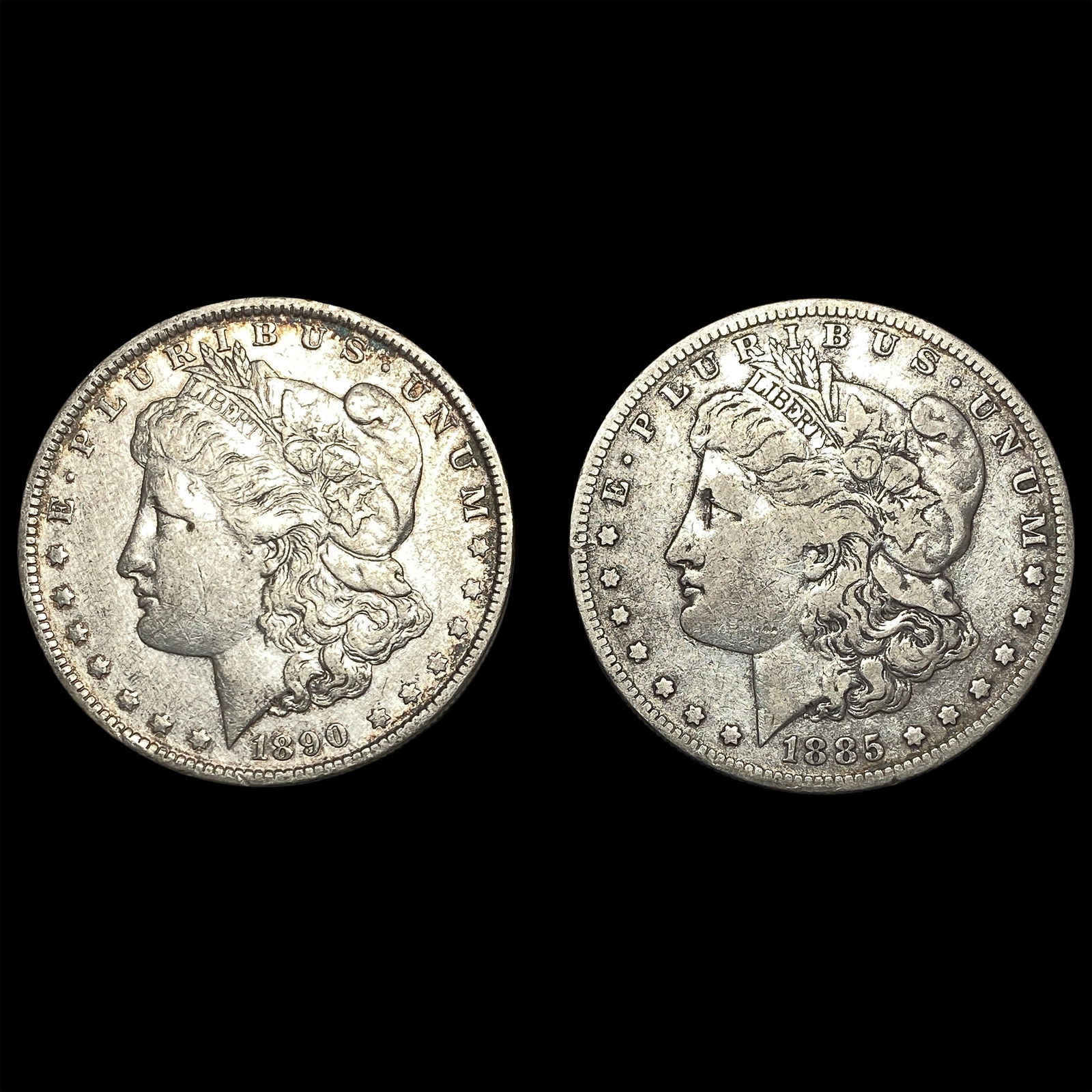 1890 Morgan Silver Dollar and 1885 Morgan Silver Dollar NEARLY UNCIRCULATED (1 of 2)